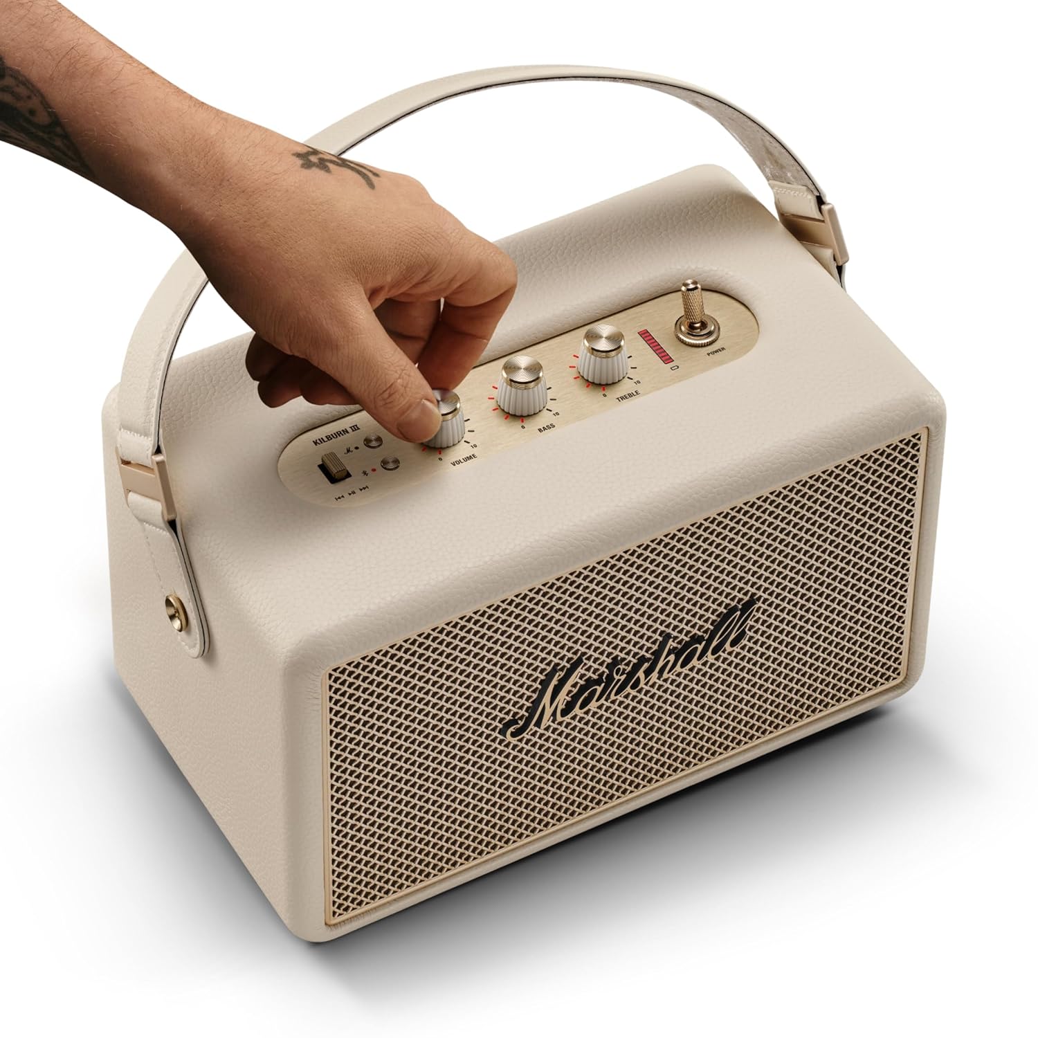 Marshall Kilburn III Portable Bluetooth Speaker with 50+ Hours of Portable Playtime, (360° Sound), Dust & Water-Resistant (IP54) – Cream. Mahajan Electronics Online