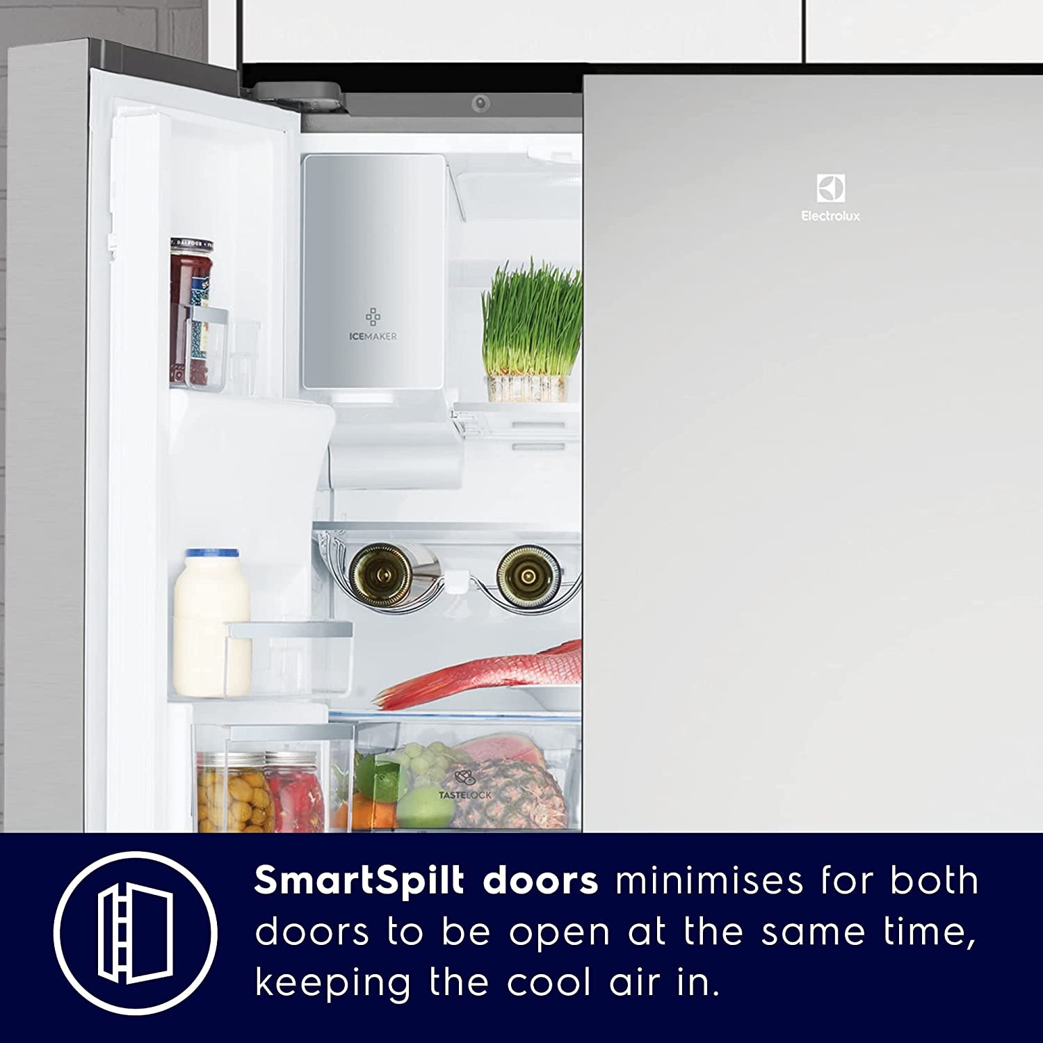 ELECTROLUX 680L Frost Free Inverter French Door Refrigerator, TasteSealFlex, TwinTech Cooling System, Glossy Dark Grey Stainless Steel, UltimateTaste 900, EQE6879A-B