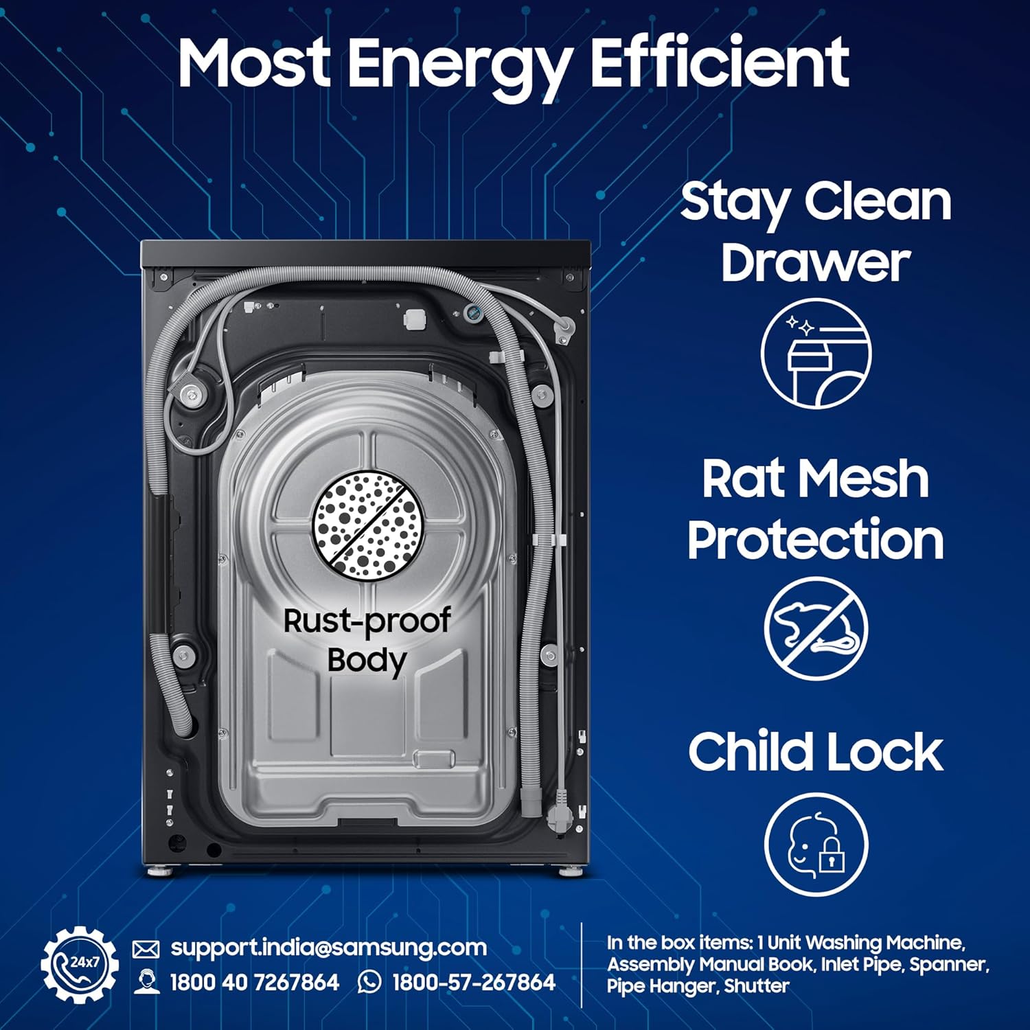 Samsung WD12FB7B34GBTL 12 kg (Wash) / 7 kg (Dry), 5 Star, AI EcoBubble, AI Control, AI Energy Mode, Air Wash, Hygiene Steam, Wi-Fi, Digital Inverter, Fully-Automatic Front Load Washer Dryer ( Black) Mahajan Electronics Online