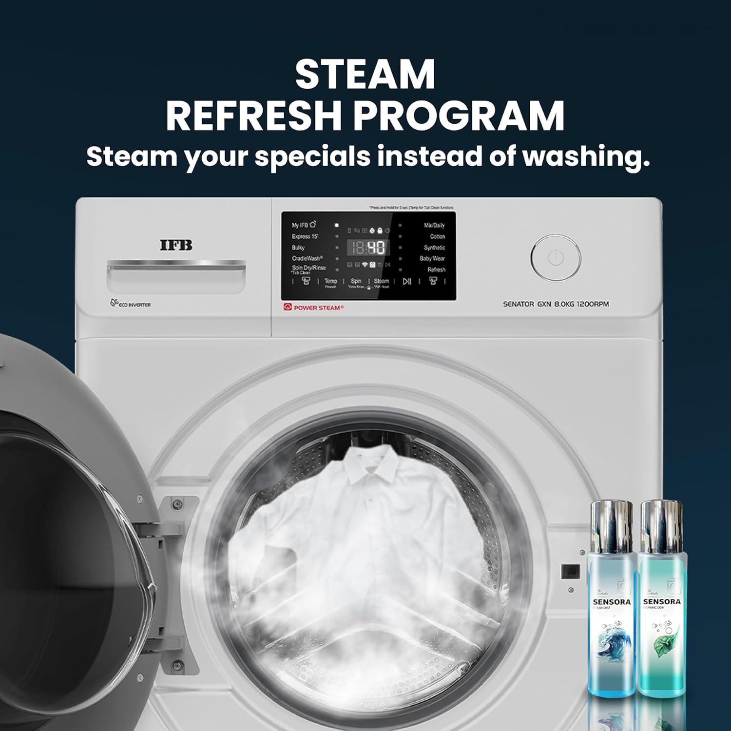 IFB SENATOR GXN 8012 CMS 8 Kg 5 Star, DeepClean® Technology, AI Powered, WiFi, Fully Automatic Front Load Washing Machine ( PowerSteam®, 9 Swirl, Steam Refresh, Inbuilt Heater, Eco Inverter, Grey)