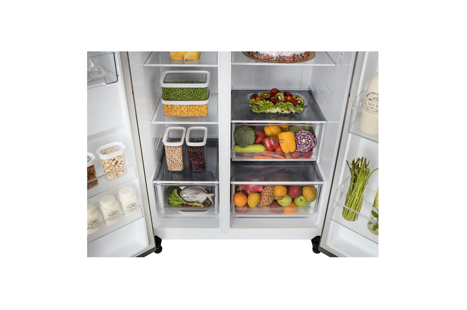 LG GL-B257HPZ3 650L Side-by-Side Refrigerator, Convertible, Door Cooling+™, Shiny Steel Finish, 3 Star Mahajan Electronics Online