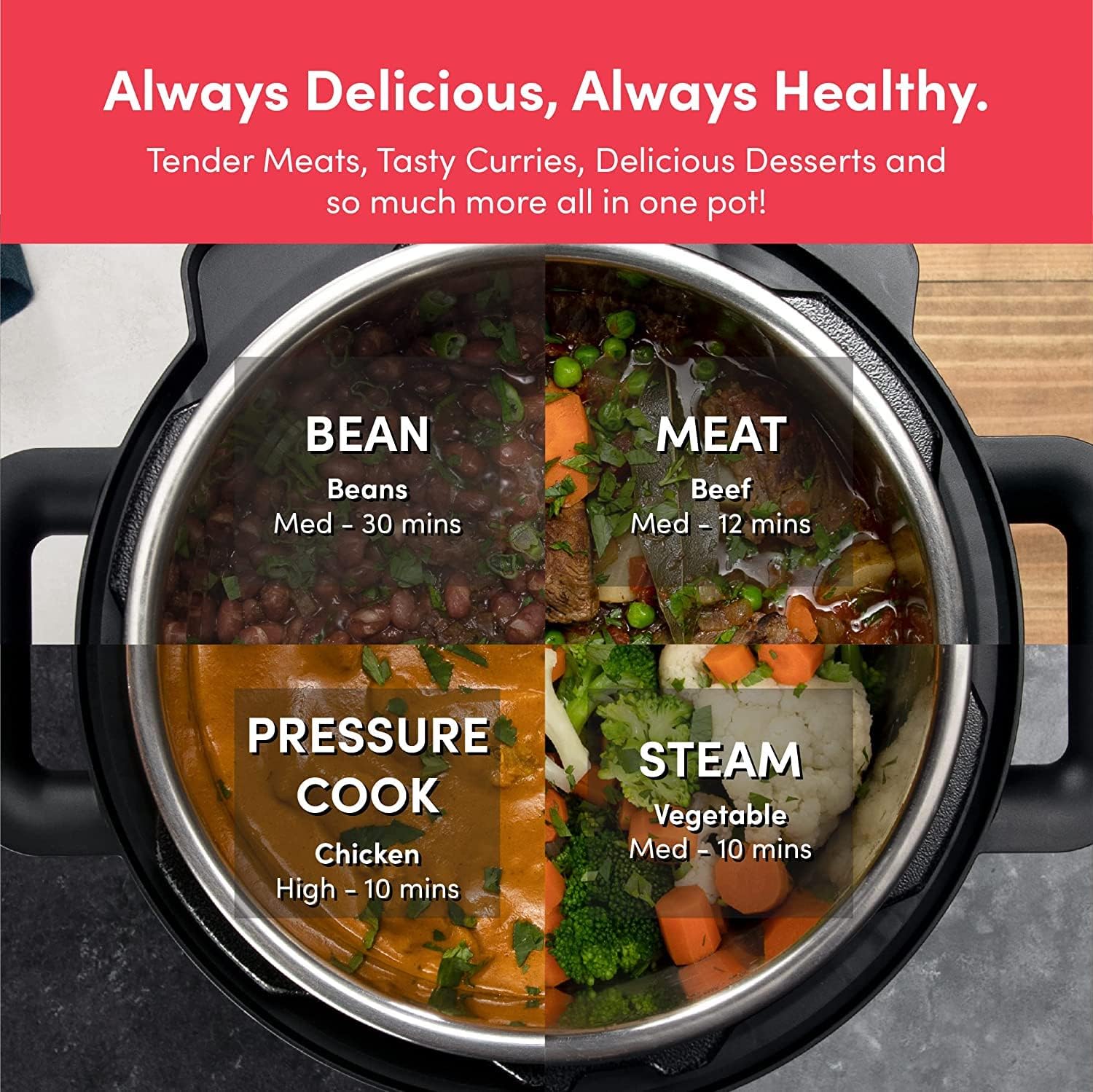 Nutricook SP204K Stainless Steel Smart Pot 2 (6 QT | 6 Litre), 1000W, 9 In 1 Instant Programmable Electric Pressure Cooker, Slow Cooker, Rice Cooker, Steamer, Saute Pot, Warm Food, Smart Lid Nutricook