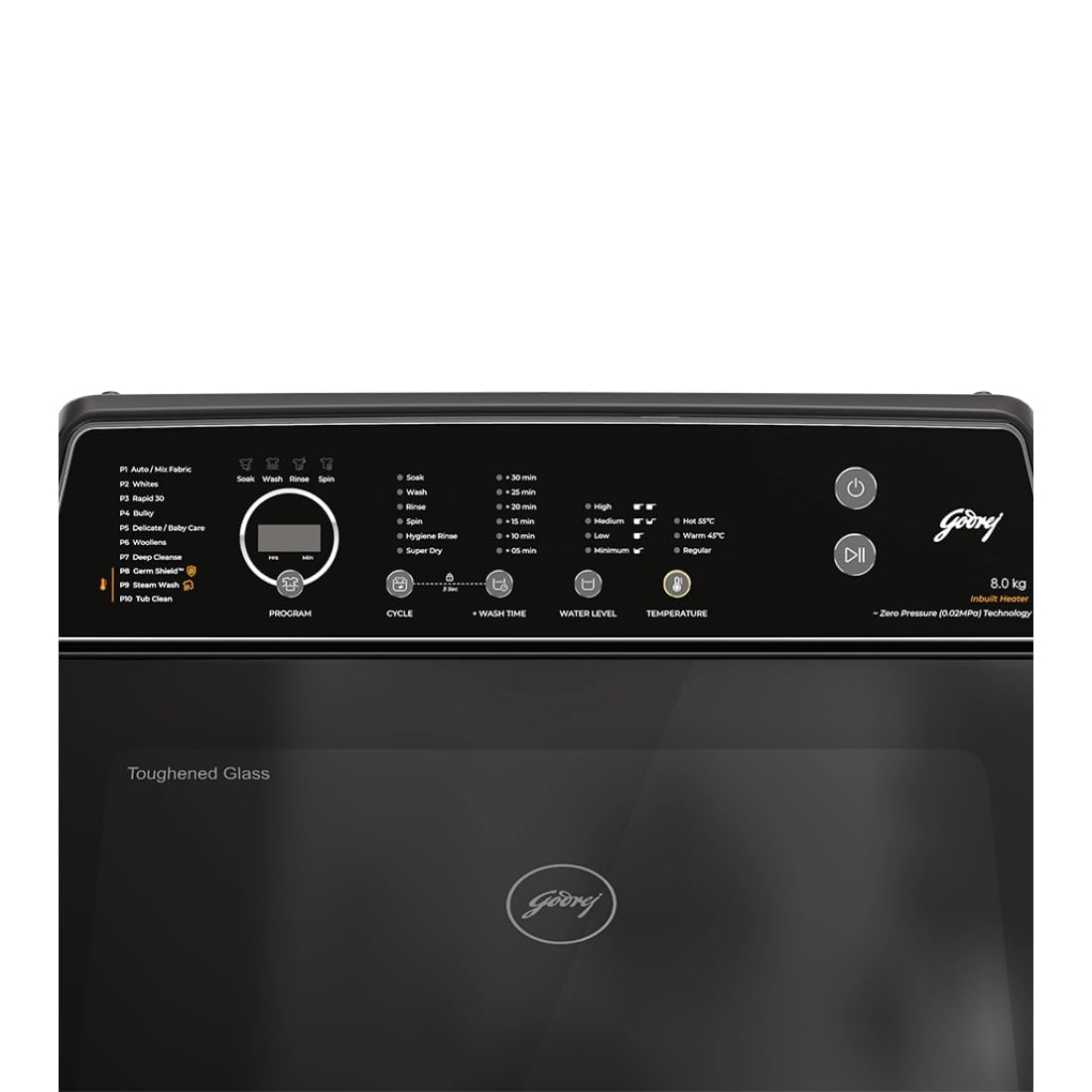 Godrej WTEON VLVT 80 5.0 FDTS MTBK 8 Kg 5 Star Zero Pressure Technology Fully-Automatic Top Load Washing Machine Appliance ( Metallic Black, With 26 Flexi Wash Programs) Mahajan Electronics Online