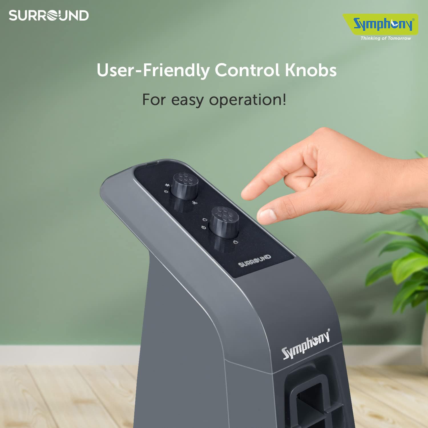Symphony Surround Bladeless Tower Fan for Room & Office | High-Speed with Swivel Action & Simple Knob Control | Low Power Consumption | 1 Year Warranty | Grey Mahajan Electronics Online