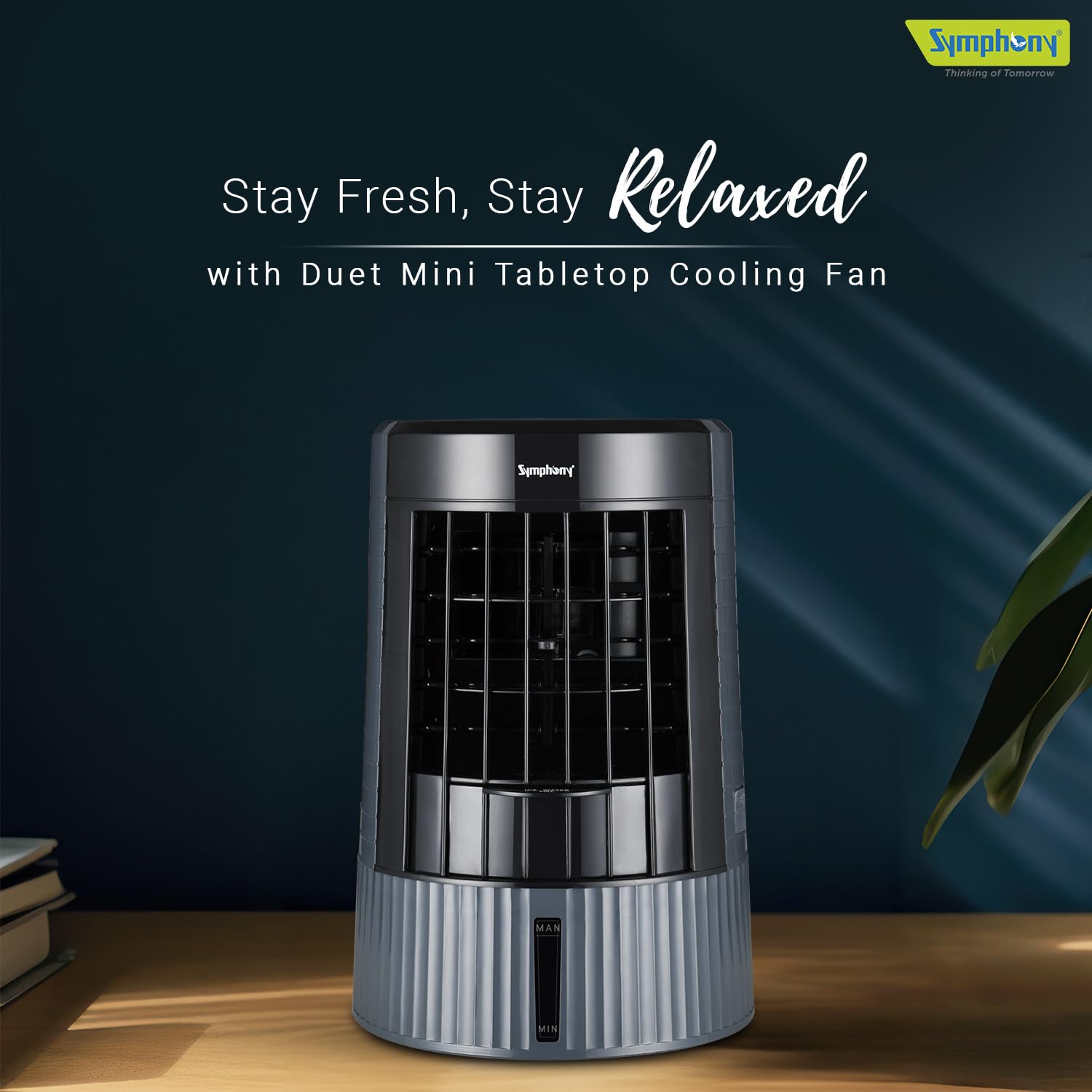 Symphony Duet Mini Portable Tabletop Air Cooler for Home and Office with Whisper Quiet Operation and Touch Control(Grey) Mahajan Electronics Online