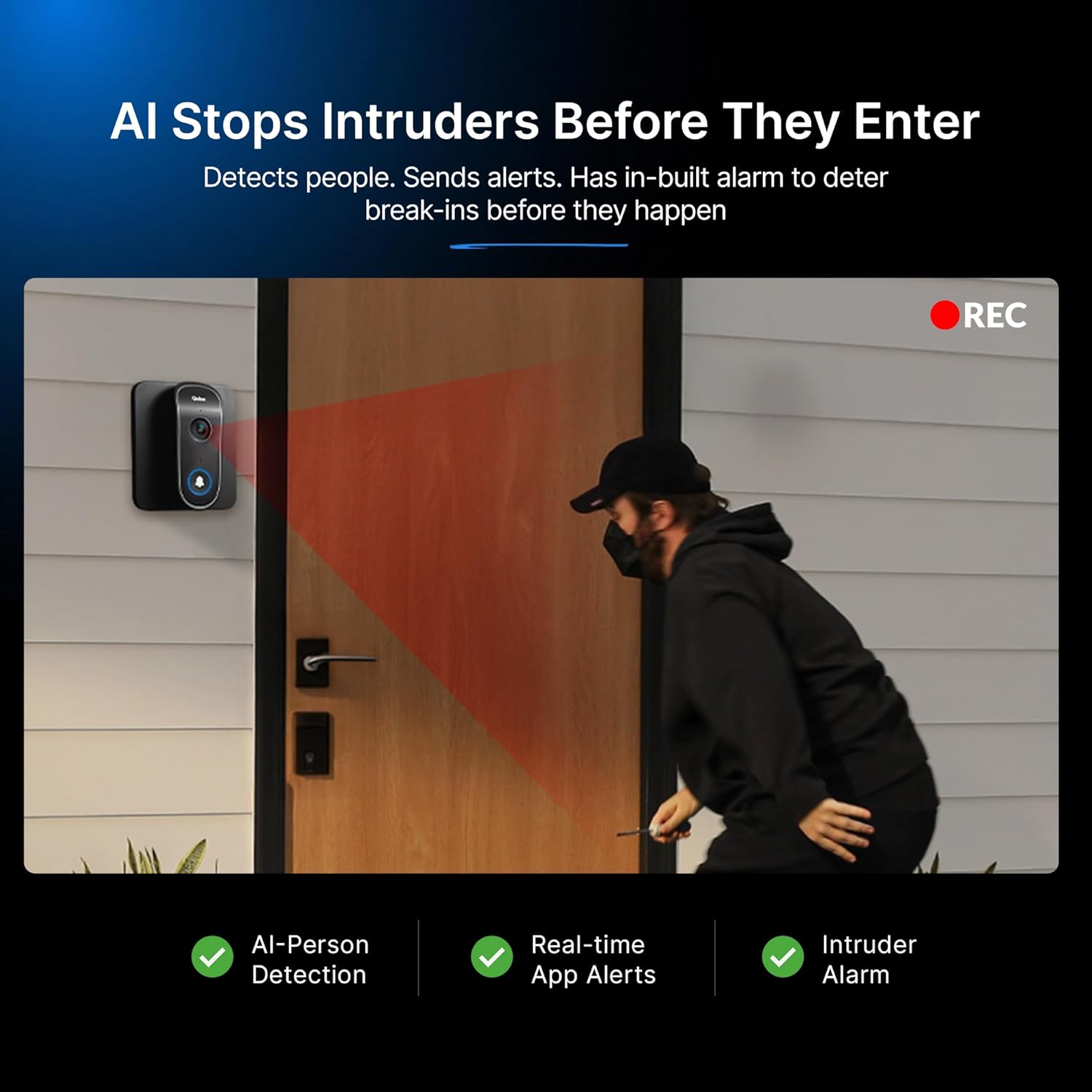 Qubo Instaview New Age Video Doorphone from Hero Group | 3MP Video Doorbell Pro 2K + Wireless Home Tab 1296p Resolution | Instant Phone & Tab Visitor Video Call | 2-Way Talk | Mahajan Electronics Online