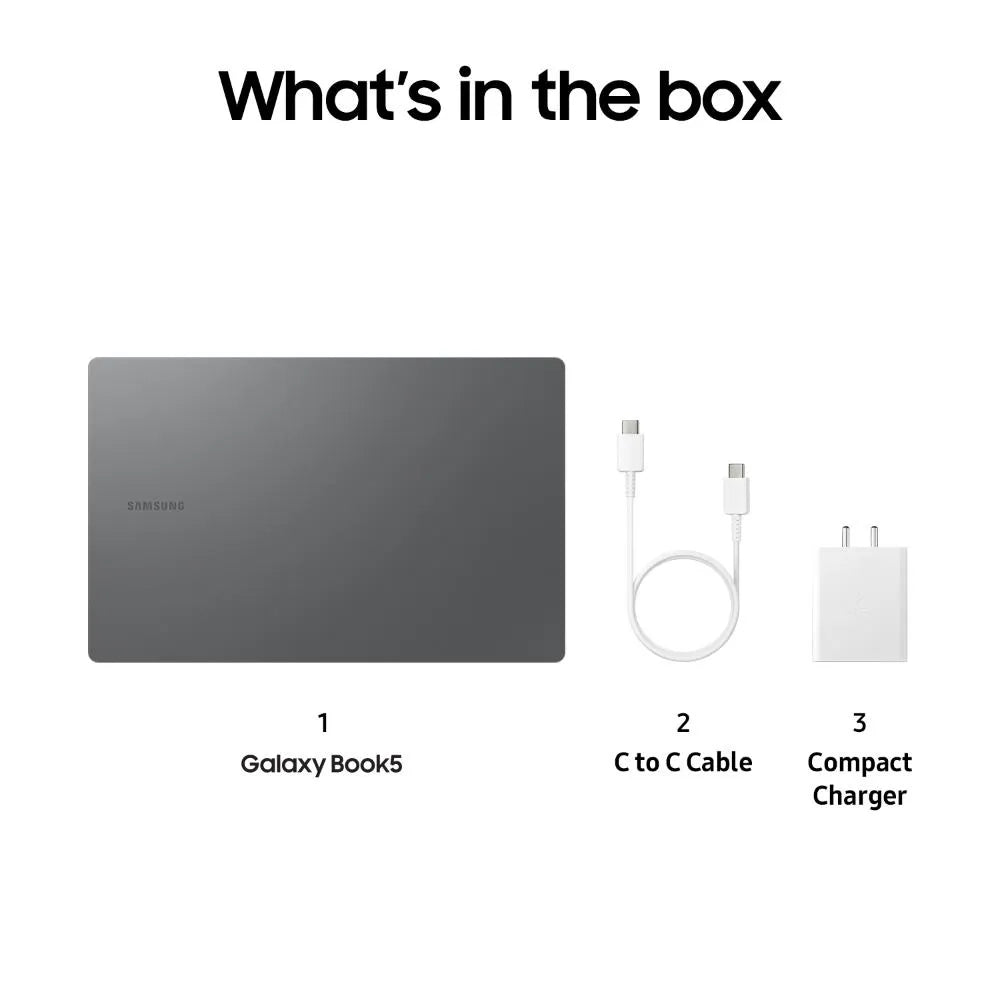 Samsung Galaxy Book5 Laptop (Intel Core Ultra 5/ 16GB LPDDR5X RAM/ 512GB SSD/ 15.6 Inch (39.62 cm) FHD Display/ Intel Graphics/ Windows 11 Home) Mahajan Electronics Online