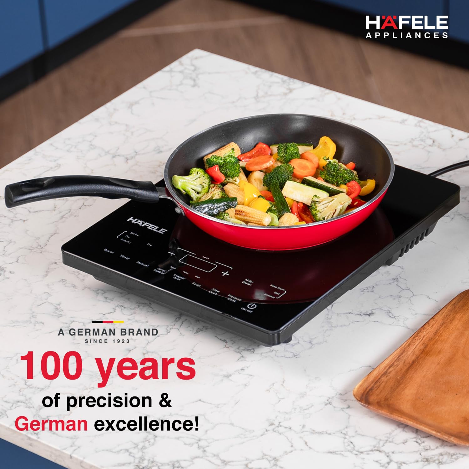 Hafele Magnechef Induction Cooktop |2100W High Power | Ceramic Glass Plate | Auto Cook Menus | Intuitive Touch Control | 2 Year Warranty | Black Mahajan Electronics Online