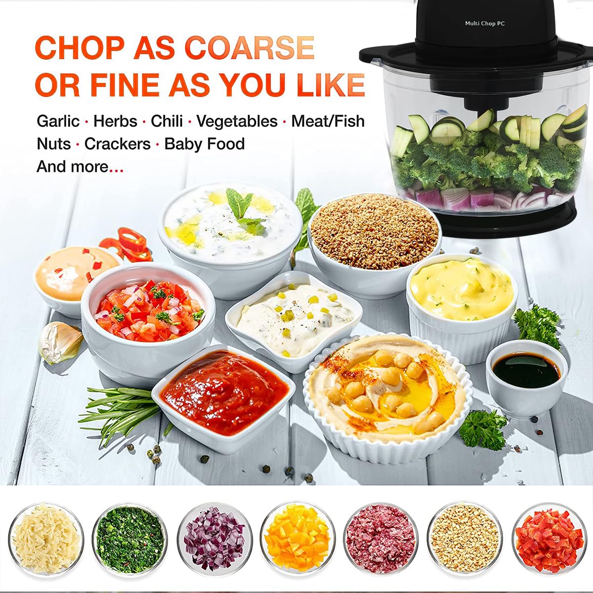 INALSA Multi Chop PC  Electric Chopper for Kitchen &Meat Grinder|1.5 LCapacity|Unbreakable Bowl|400W Motor|2 Yr Warranty INALSA