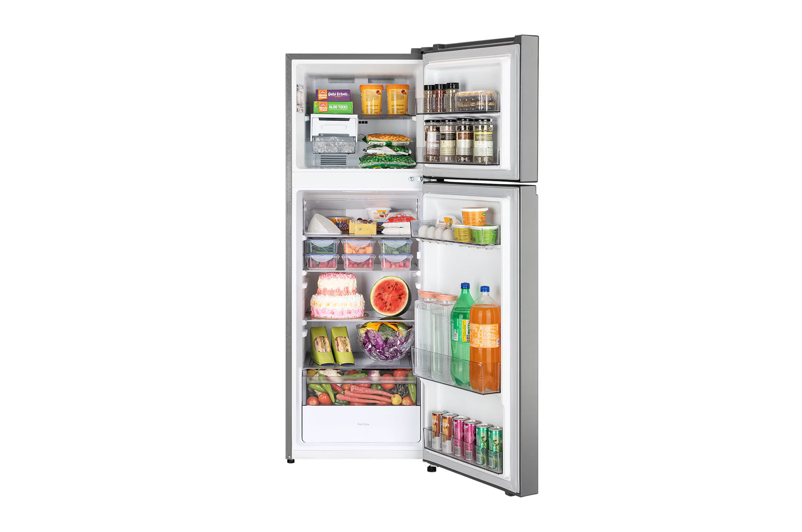 LG GLT2526WWPZ 251L Double Door Refrigerator with Smart Mode, Auto Smart Connect, Smart Inverter Compressor, Multi Air Flow, Shiny Steel, 2 Star