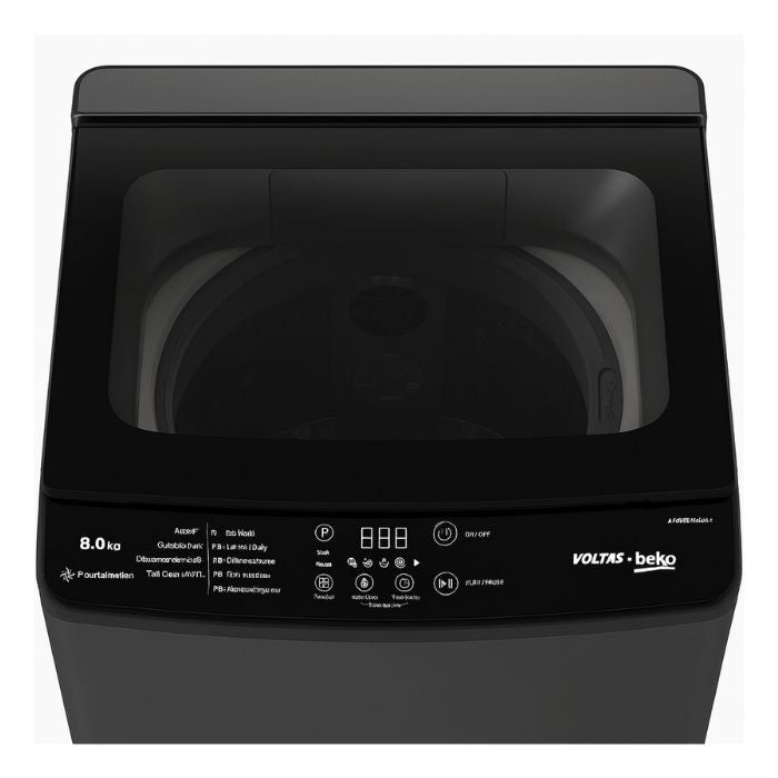 Voltas Beko WTL8006UAA/SPC0OD 8 Kg 5 Star Fully Automatic Top Load Washing Machine (Grey) | In-Built Heater Voltas Beko
