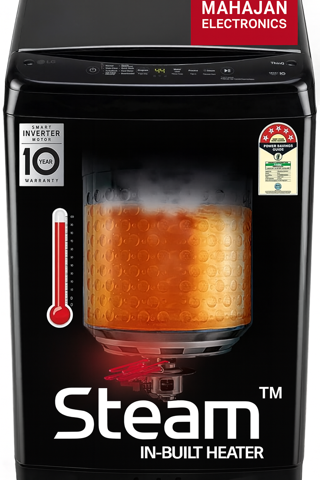 LG T80V4OB1S 8 Kg, 5 Star, Smart Inverter Technology, Wi-Fi, Turbowash, Fully Automatic Top Load Washing Machine With In-built heater ( Turbodrum, Stain Clean, Hard Water Wash & Jetspray+, Onyx Black)