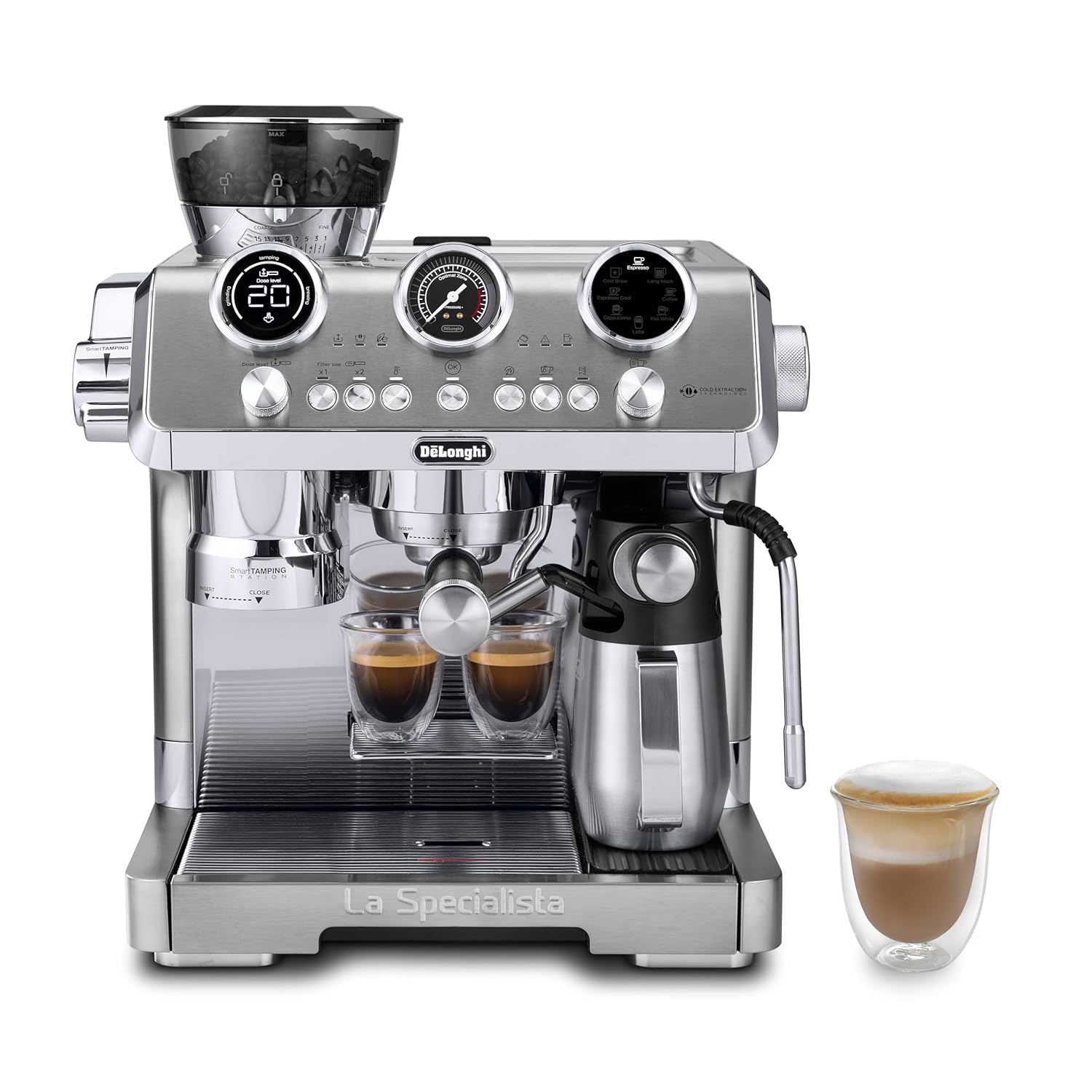 De'Longhi EC9885.M La Specialista Maestro Espresso Machine with Grinder, Auto & Manual Milk Frother – Bean-to-Cup Cold Brew Coffee with Cold Extraction Technology, Variable Temp & Tamping Tool mahajan electonics online