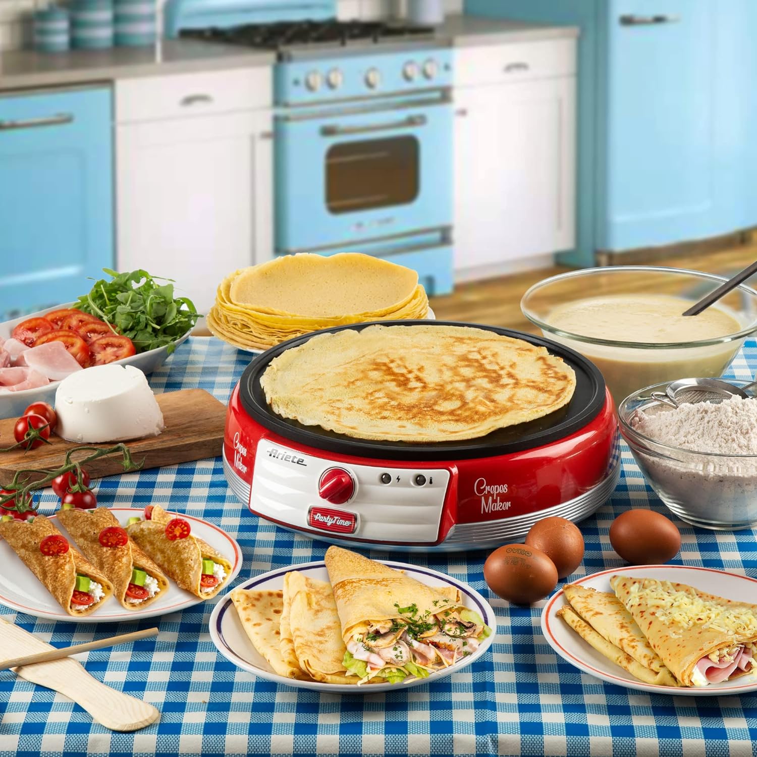 Ariete Electric Crepe Maker Dosa Maker | Portable Crepe Maker with Non-Stick Dipping Plate and Egg Whisk  Mahajan Electronics Online