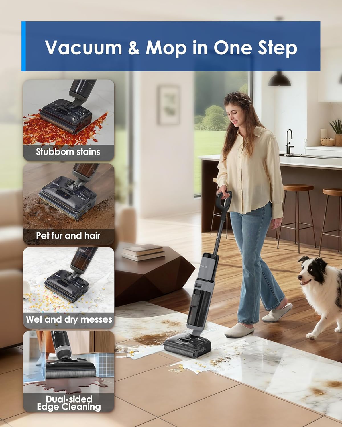 Tineco Floor ONE i5 Stretch Plus 2 Smart Cordless Wet & Dry Vacuum Cleaner & Mop for Hard Floors, 180° Flat Design, Clean Tough Stains & Pet Hair, Patented iLoop, Self-Cleaning Brush, 2 Yr Warranty mahajan electronics online