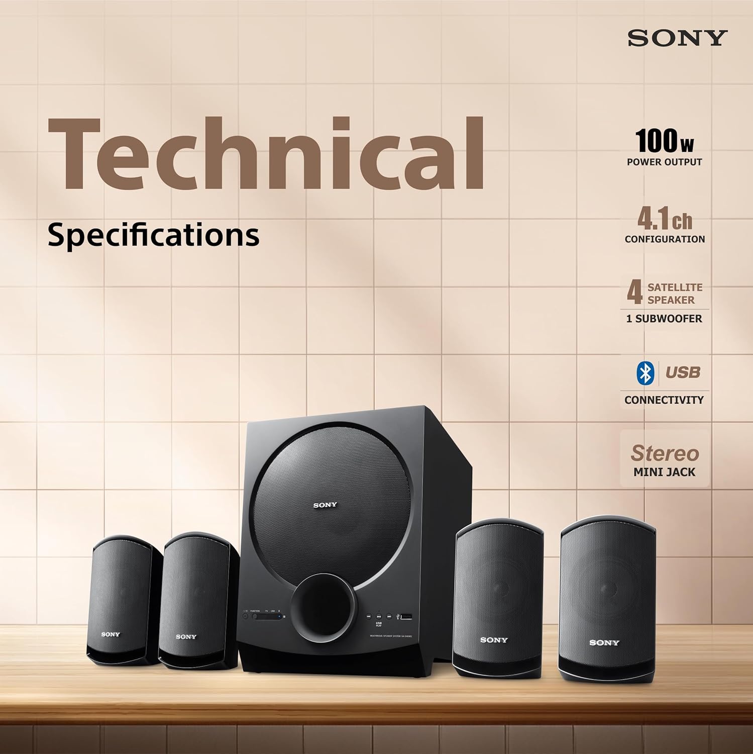 Sony New SA-D40M2 4.1ch Home Theatre Speaker with 100W  Mahajan Electronics online