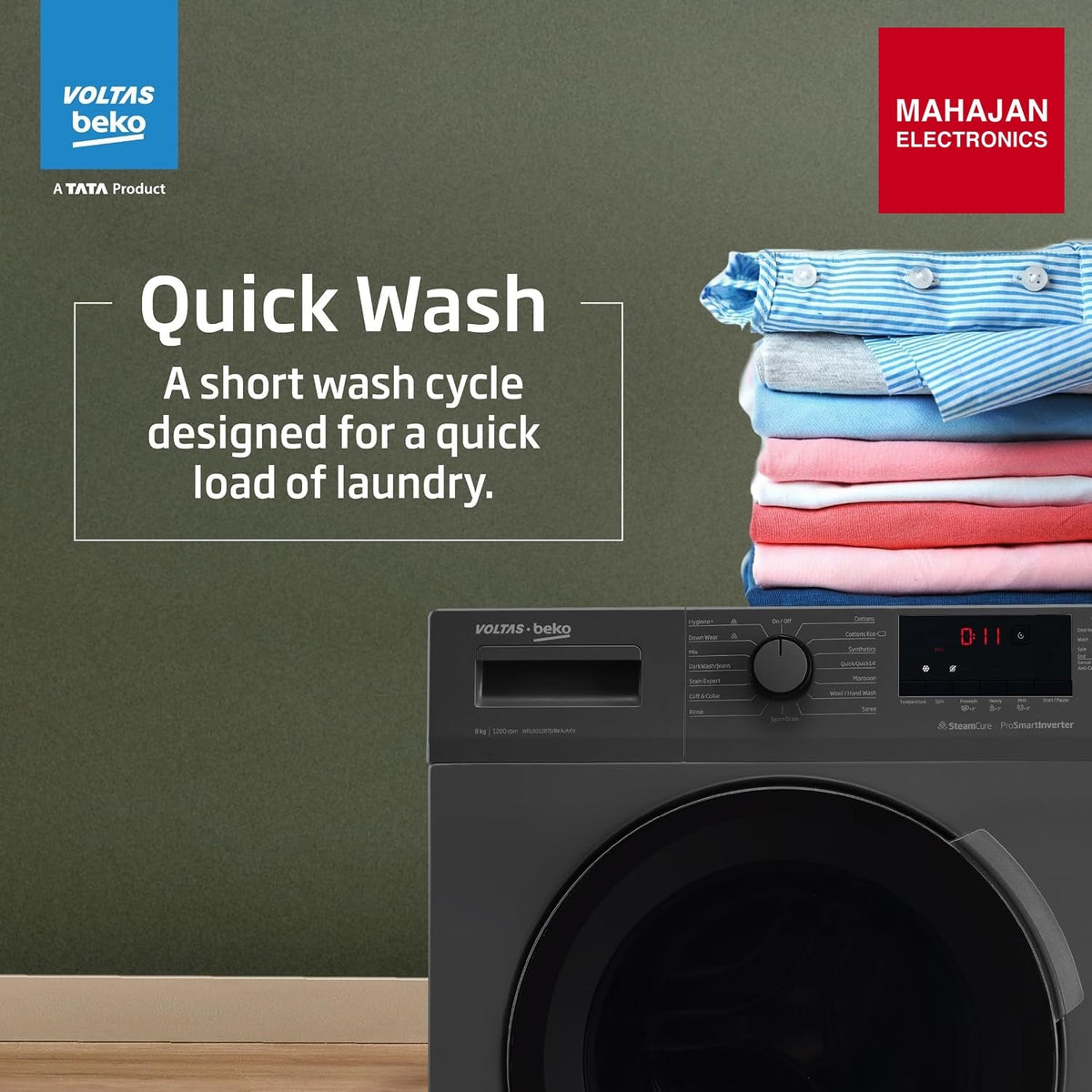 Voltas Beko WFL8012B7JVBKA/AXV 8 Kg 5 Star Inverter Front Load Washing Machine, Anthracite – Mahajan Electronics Online.