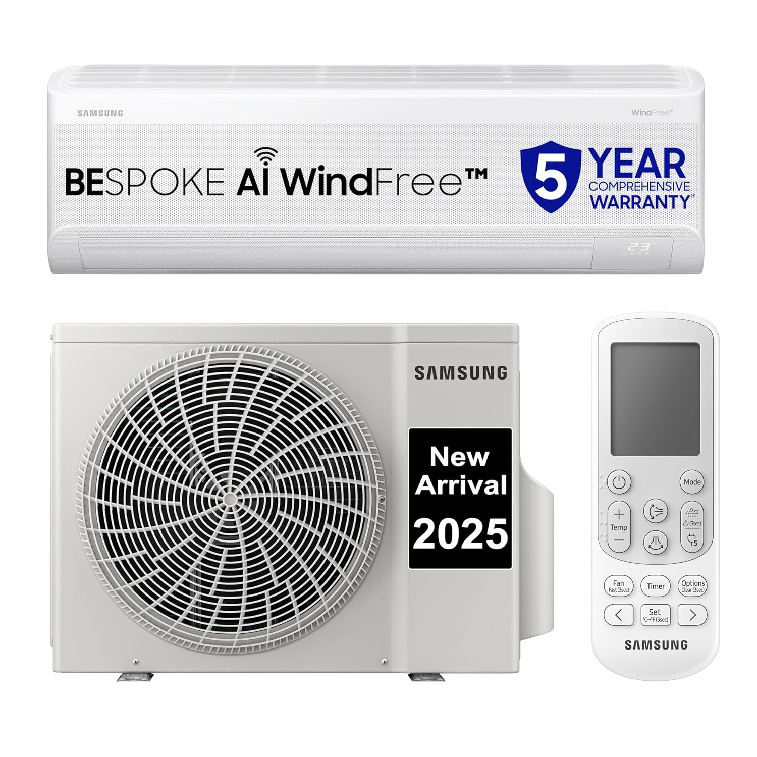 Samsung AR60F19D1ZW 1.5 Ton 5 Star Windfree AI Inverter Smart Split AC (WiFi, Copper, Digital Inverter, 4 Way swing, Convertible, 2025) Mahajan Electronics Online