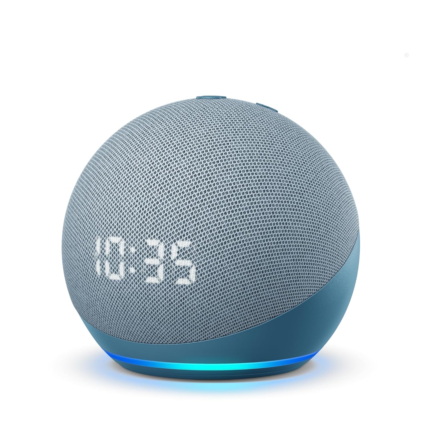 Amazon Echo Dot 4th Gen with clock | Smart speaker with powerful bass, LED display and Alexa (Blue) Mahajan Electronics Online