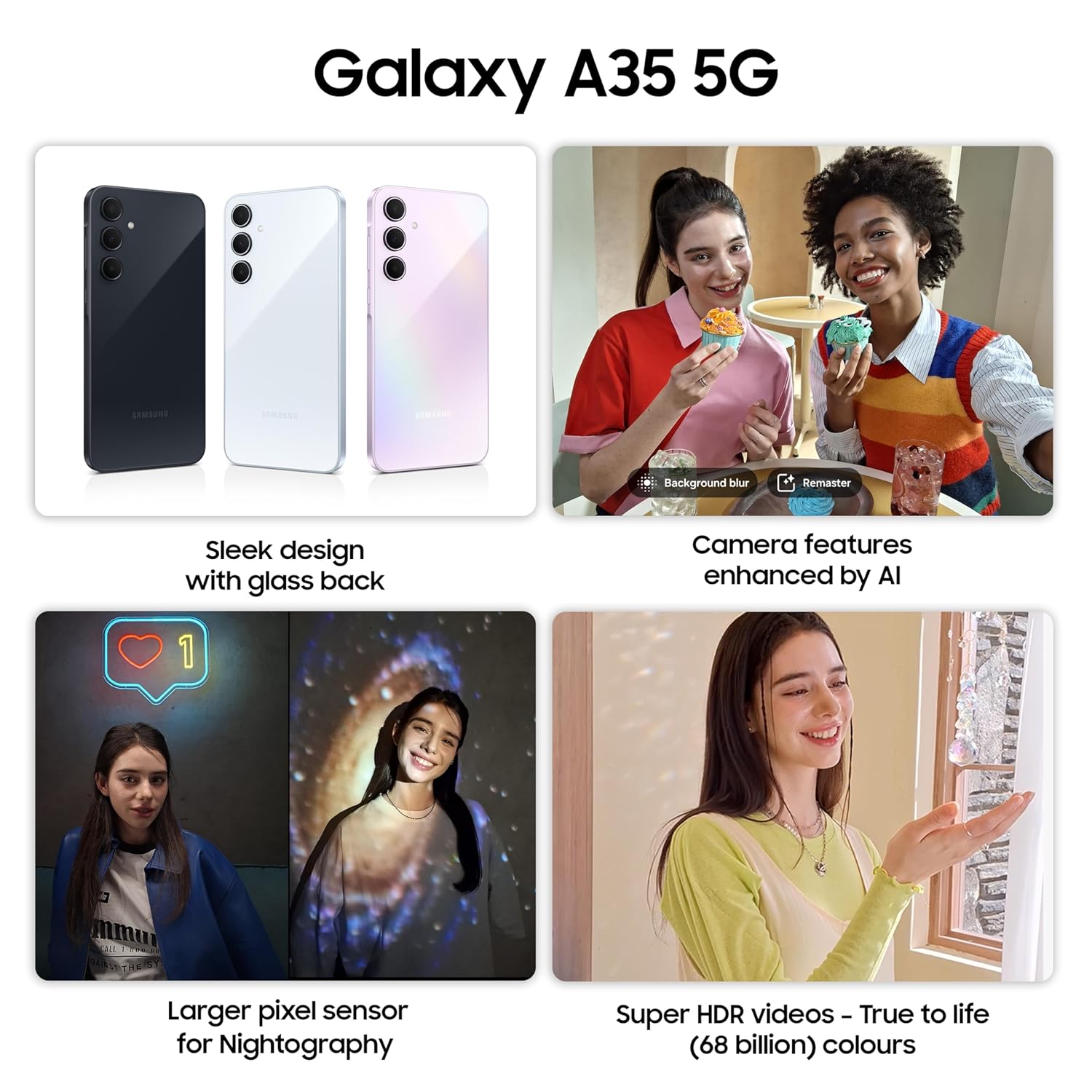 Samsung Galaxy A35 5G (Awesome Navy, 8GB RAM, 256GB Storage) | Premium Glass Back | 50 MP Main Camera (OIS)  Mahajan Electronics Online