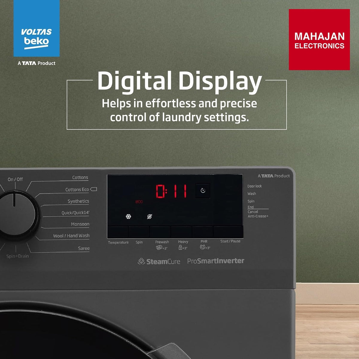 Voltas Beko WFL8012B7JVBKA/AXV 8 Kg 5 Star Inverter Front Load Washing Machine, Anthracite – Mahajan Electronics Online.
