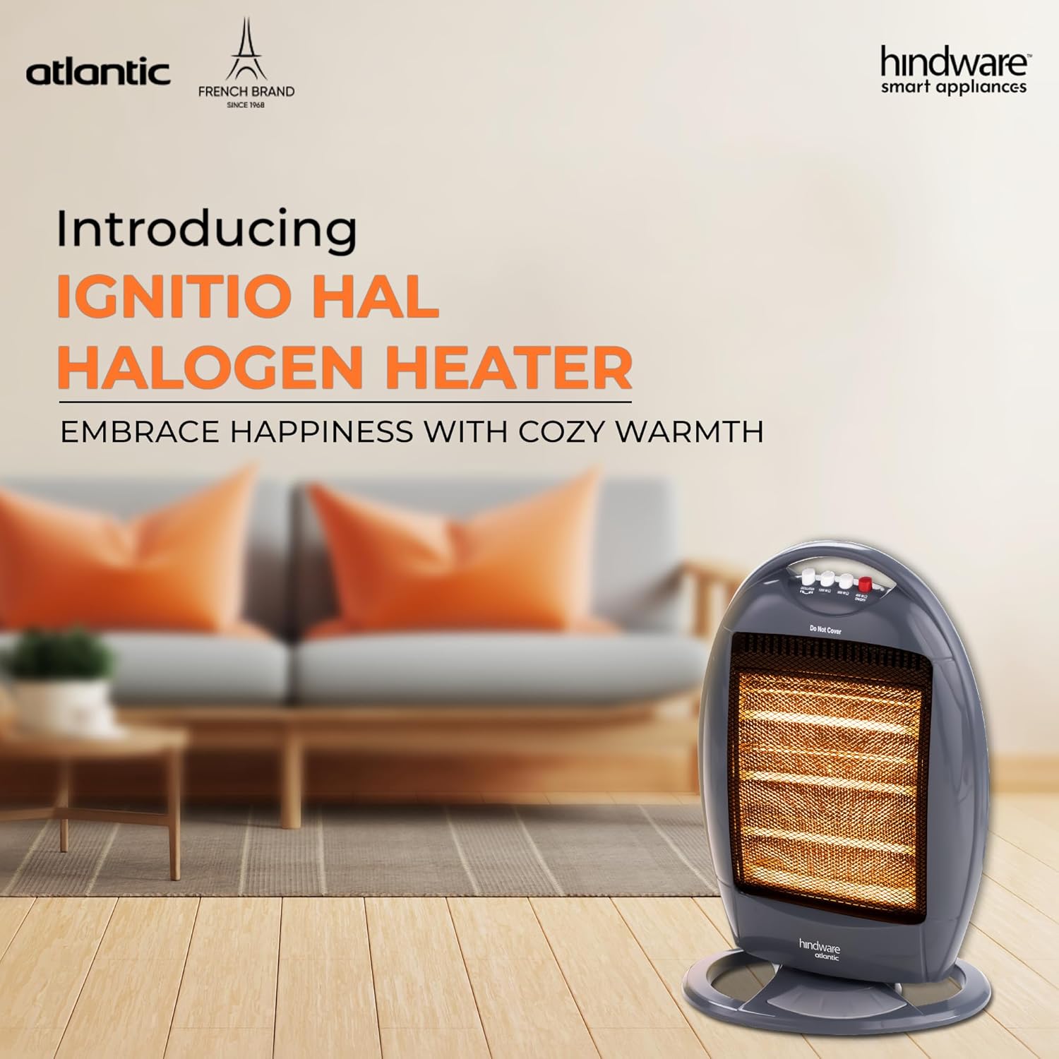 Hindware Atlantic 1200-Watt Halogen Room Heater- Erino Plus, Grey, (HHRHEN21GNL2)  Mahajan Electronics Online