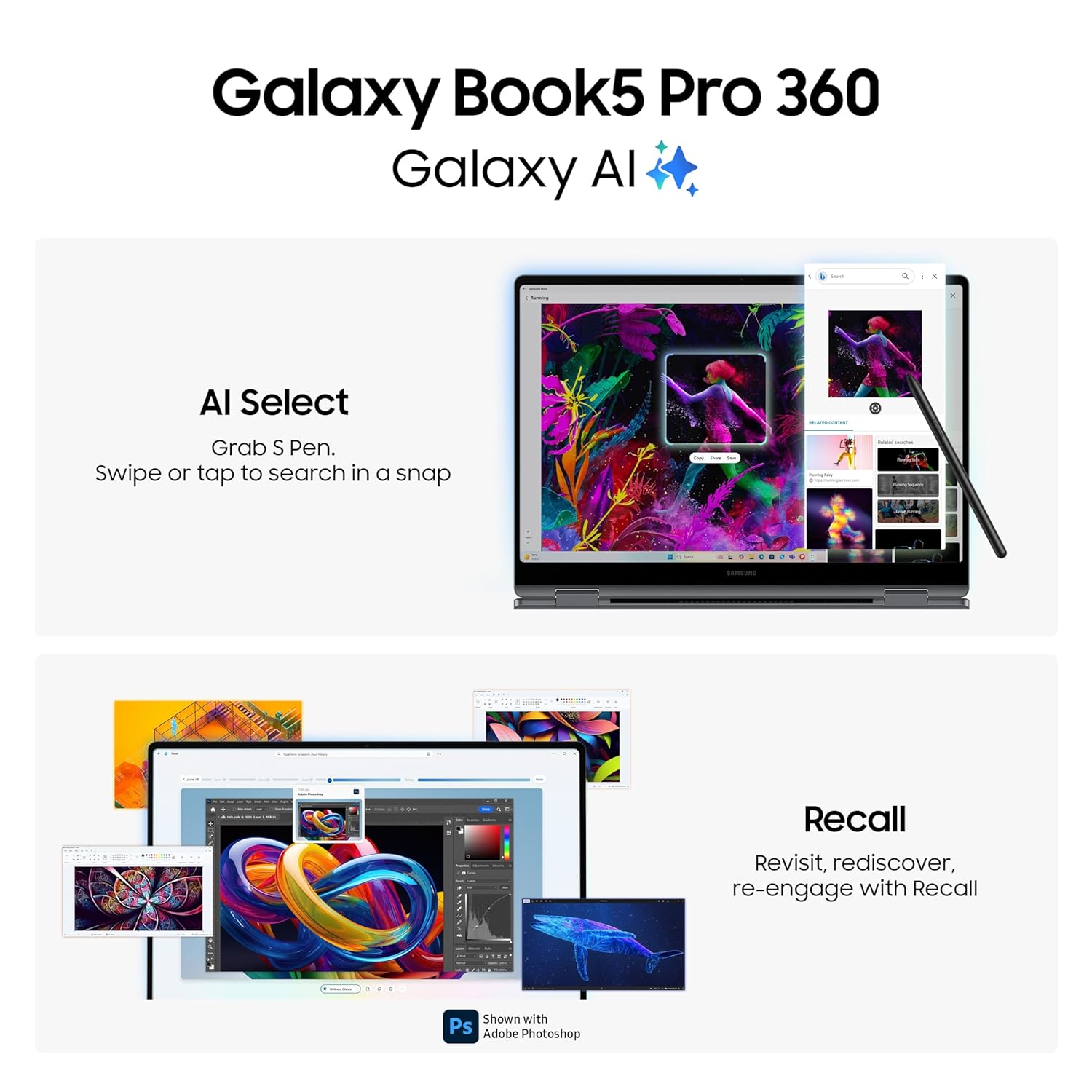 Samsung Galaxy Book5 Pro 360| Intel Evo Core Ultra 5 226V| Built-in AI| 16" (40.6cm) Touchscreen 2-in-1 Dynamic AMOLED 2X 120Hz Mahajan Electronics Online