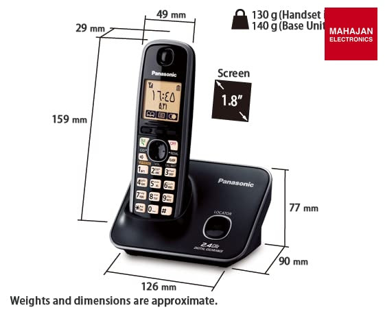 Panasonic TG3711SXB Single Line Digital Cordless Telephone, Black | 2.4 GHz, Single Line, Digital – Mahajan – Mahajan Electronics Online.