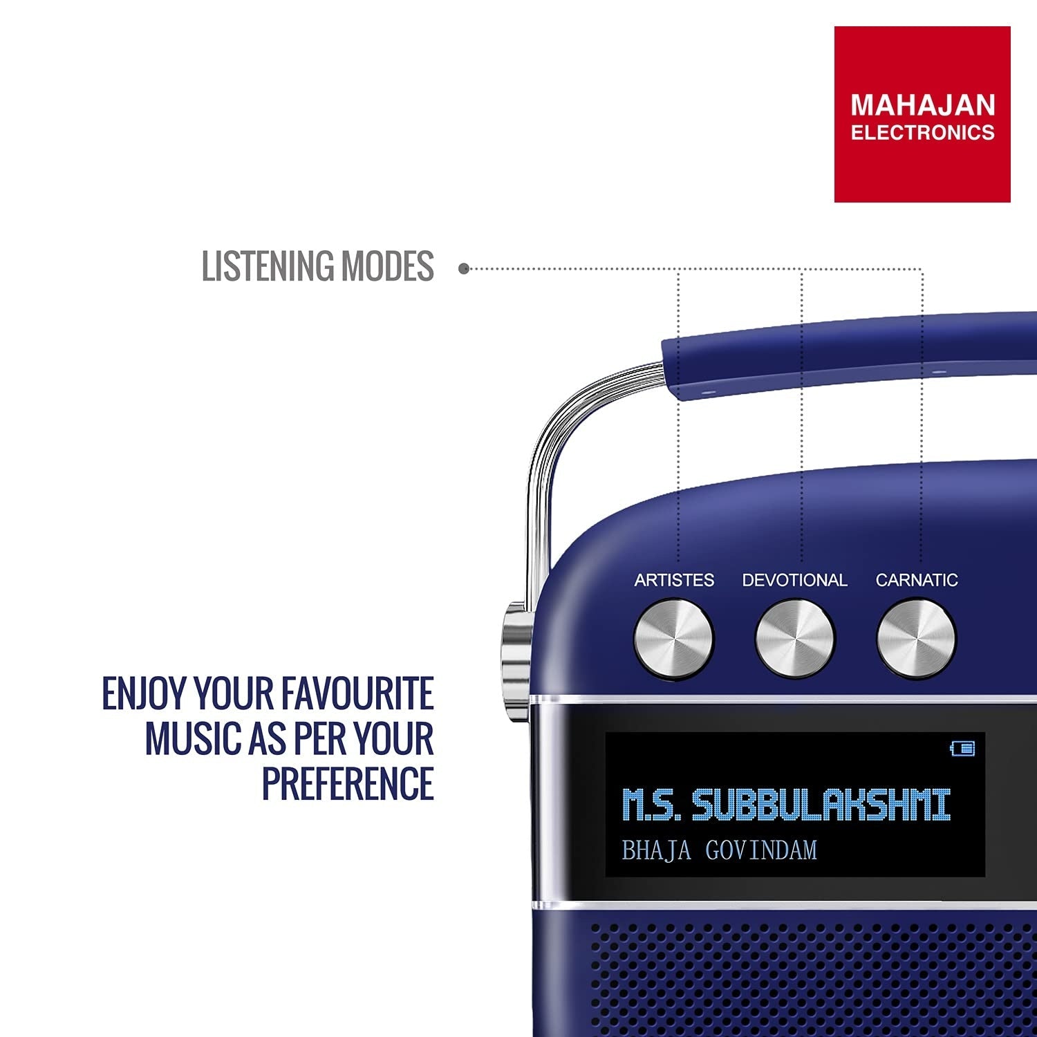 Saregama Carvaan Premium HIndi- Portable Music Player with 5000 Preloaded Songs, FM/BT/AUX (Royal Blue) – Mahajan Electronics Online.