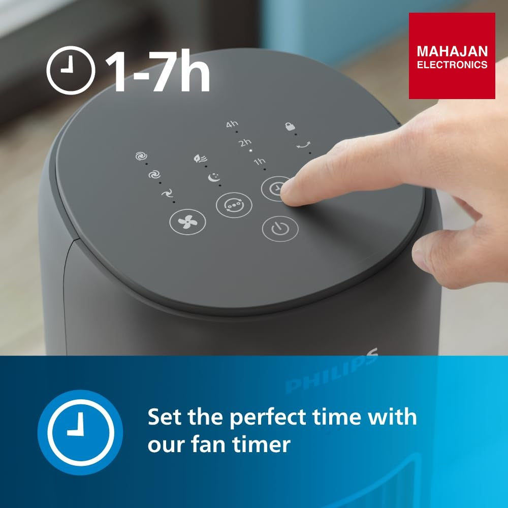 Philips CX 5535/11 Bladeless Tower Fan | Remote & Touch Control | Quiet Operation | 60° Oscillation (Black) – Mahajan Electronics Online.