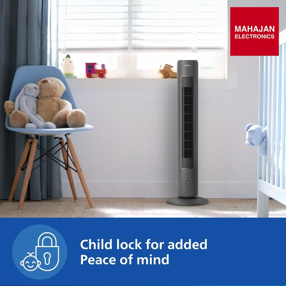 Philips CX 5535/11 Bladeless Tower Fan | Remote & Touch Control | Quiet Operation | 60° Oscillation (Black) – Mahajan Electronics Online.