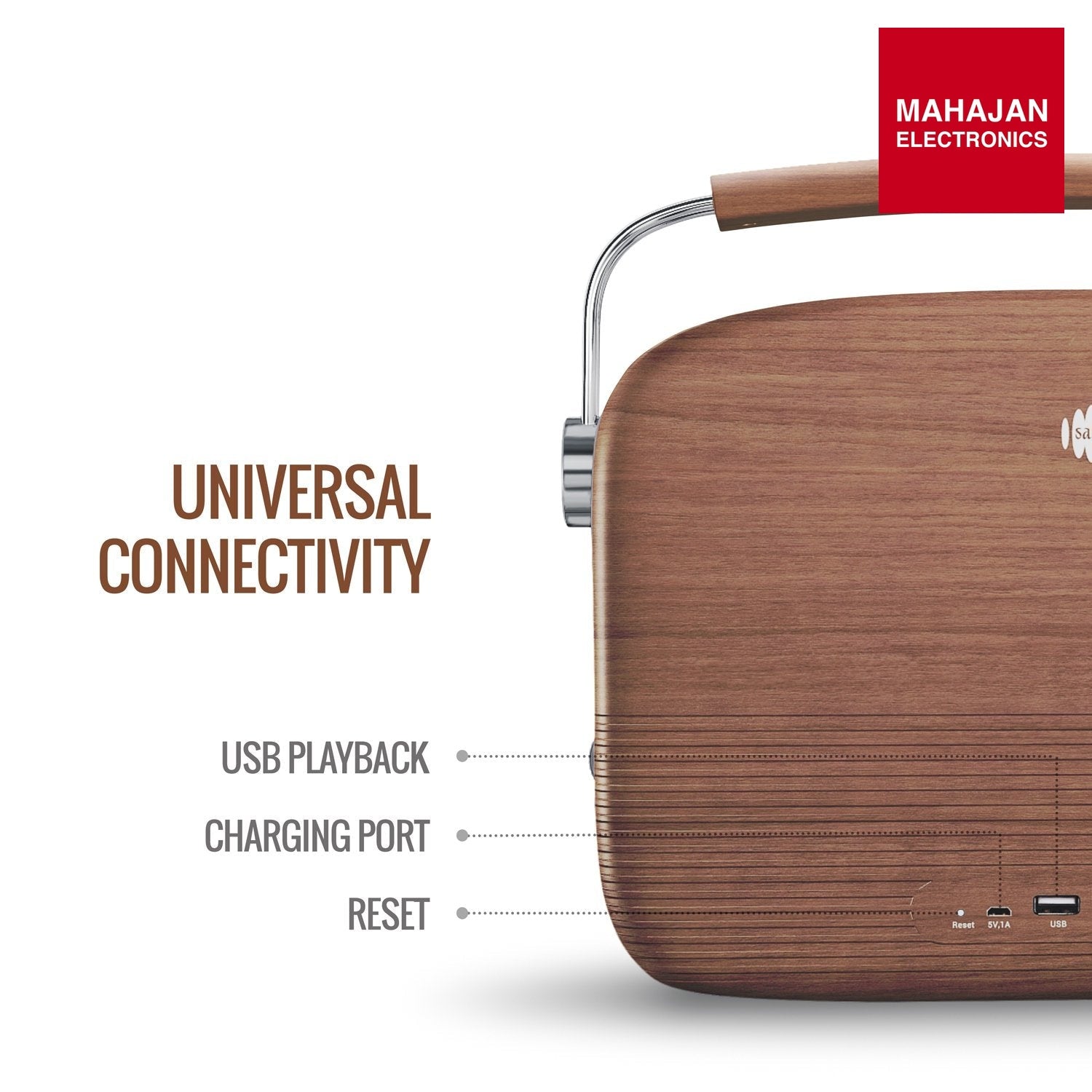 Saregama SC03 Carvaan Hindi - Portable Music Player with 5000 Preloaded Songs, FM/BT/AUX (Oak Wood Brown) – Mahajan Electronics image 3