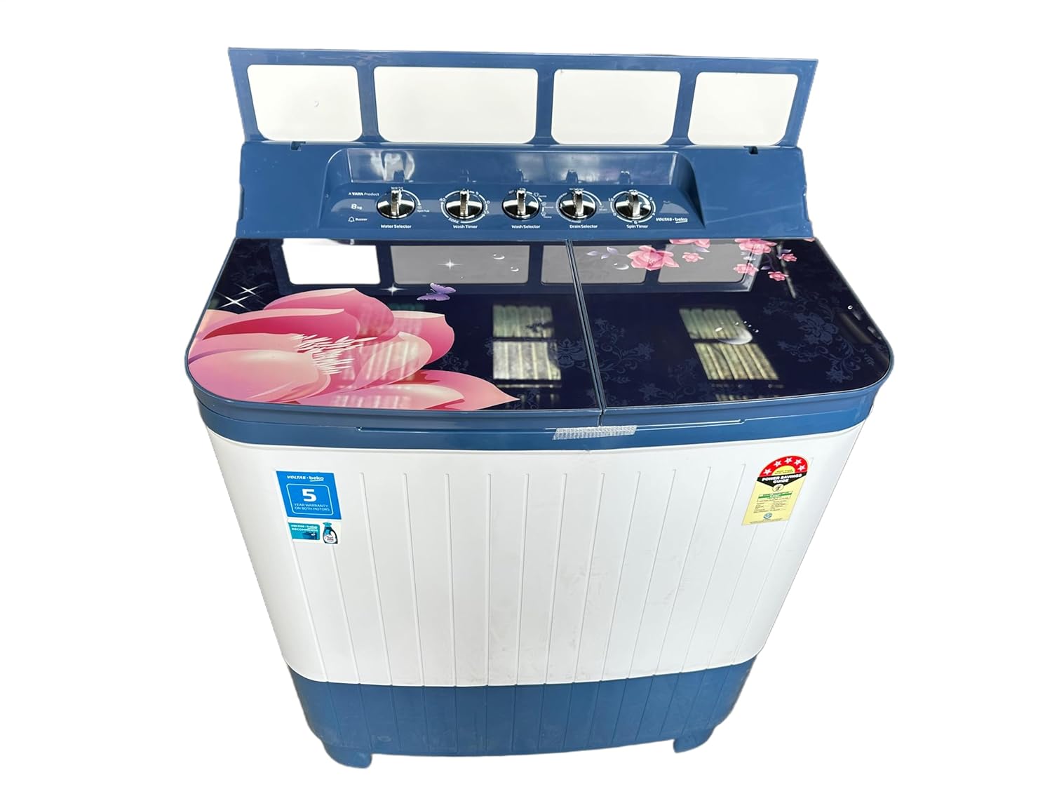 Voltas Beko WTT80DBLG/BLSSWH5GBDE 8 kg Semi Automatic Top Load Washing Machine | 5 Star | 1350 RPM | Two-Way Waterfall | Lint Filter | Mahajan Electronics Delhi NCR Mahajan Electronics Online