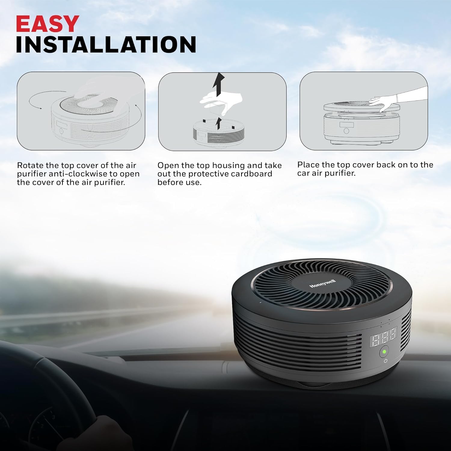 Honeywell New Launched Move Pure 4 Car Air Purifier, 3-in-1 Filtration, HEPA filter, removes 99.99% of PM2.5 & PM10, odour, VOCs, dust, smoke, & harmful bacteria, 2XUSB ports, Compact & Easy Install Mahajan Electronics Online