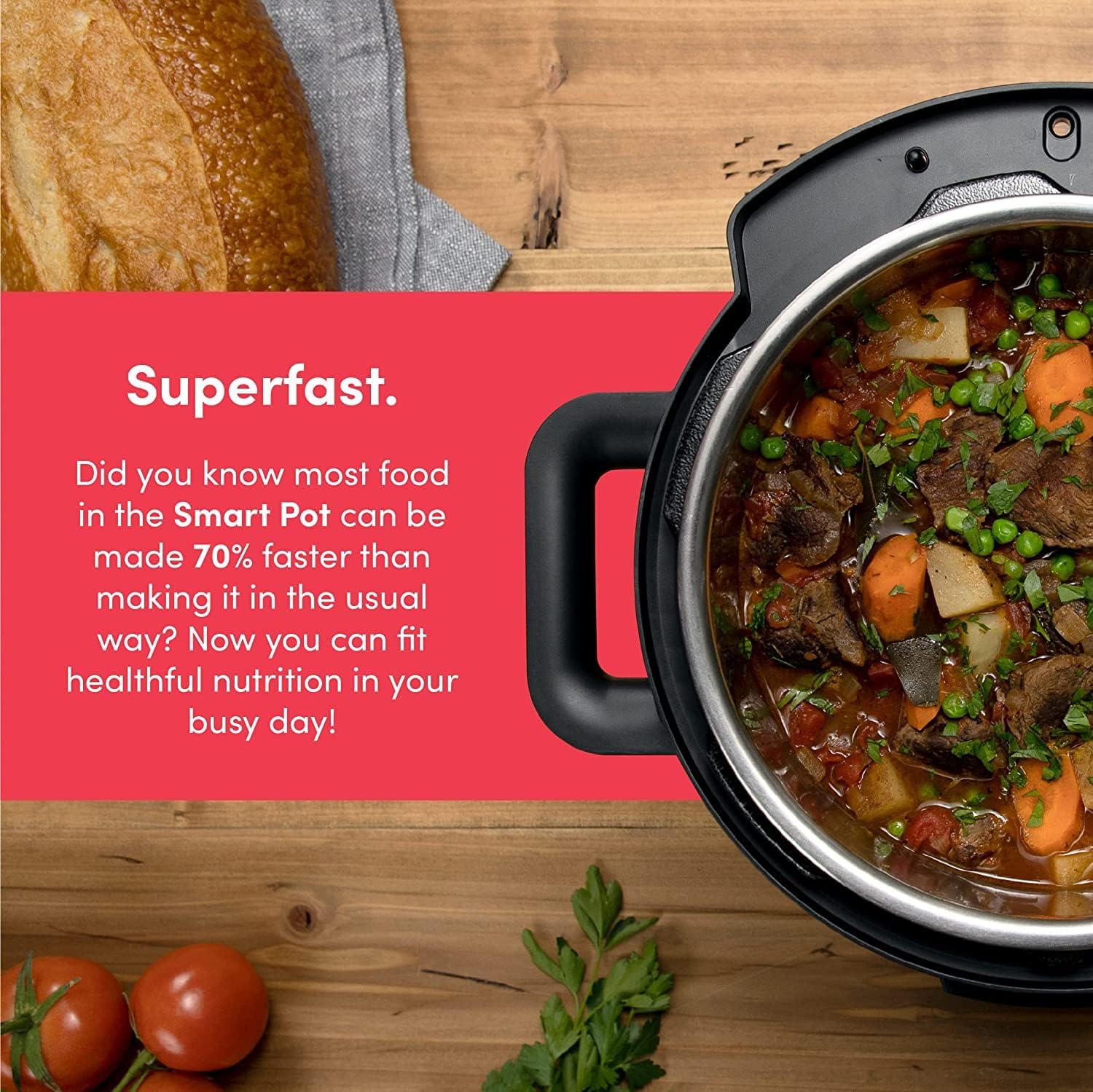 Nutricook SP204K Stainless Steel Smart Pot 2 (6 QT | 6 Litre), 1000W, 9 In 1 Instant Programmable Electric Pressure Cooker, Slow Cooker, Rice Cooker, Steamer, Saute Pot, Warm Food, Smart Lid Nutricook