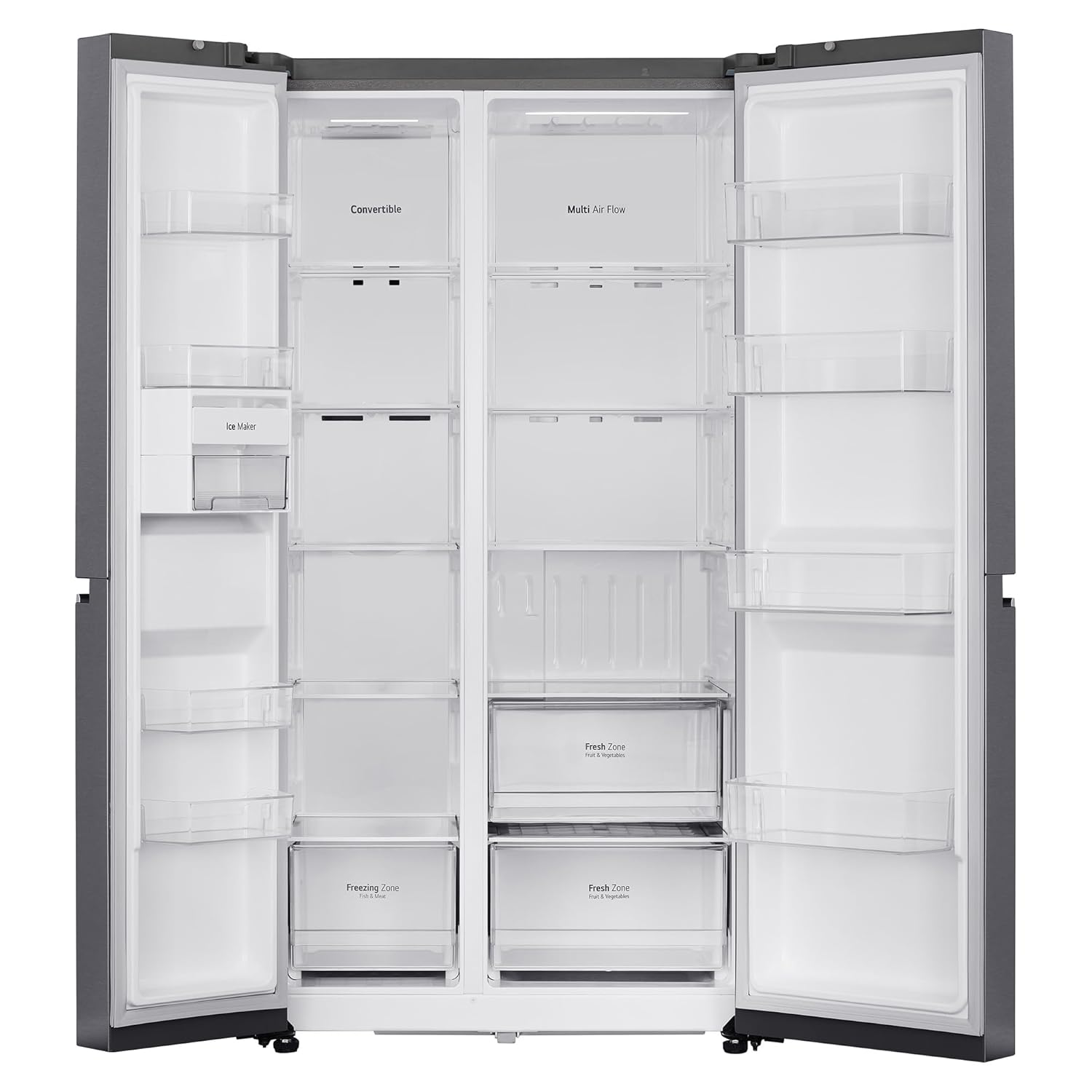 LG GL-B257HDS3 650 L Frost Free Smart Inverter Double Door Side By Side Refrigerator(2023 Model, Dazzle Steel, Convertible) Mahajan Electronics online