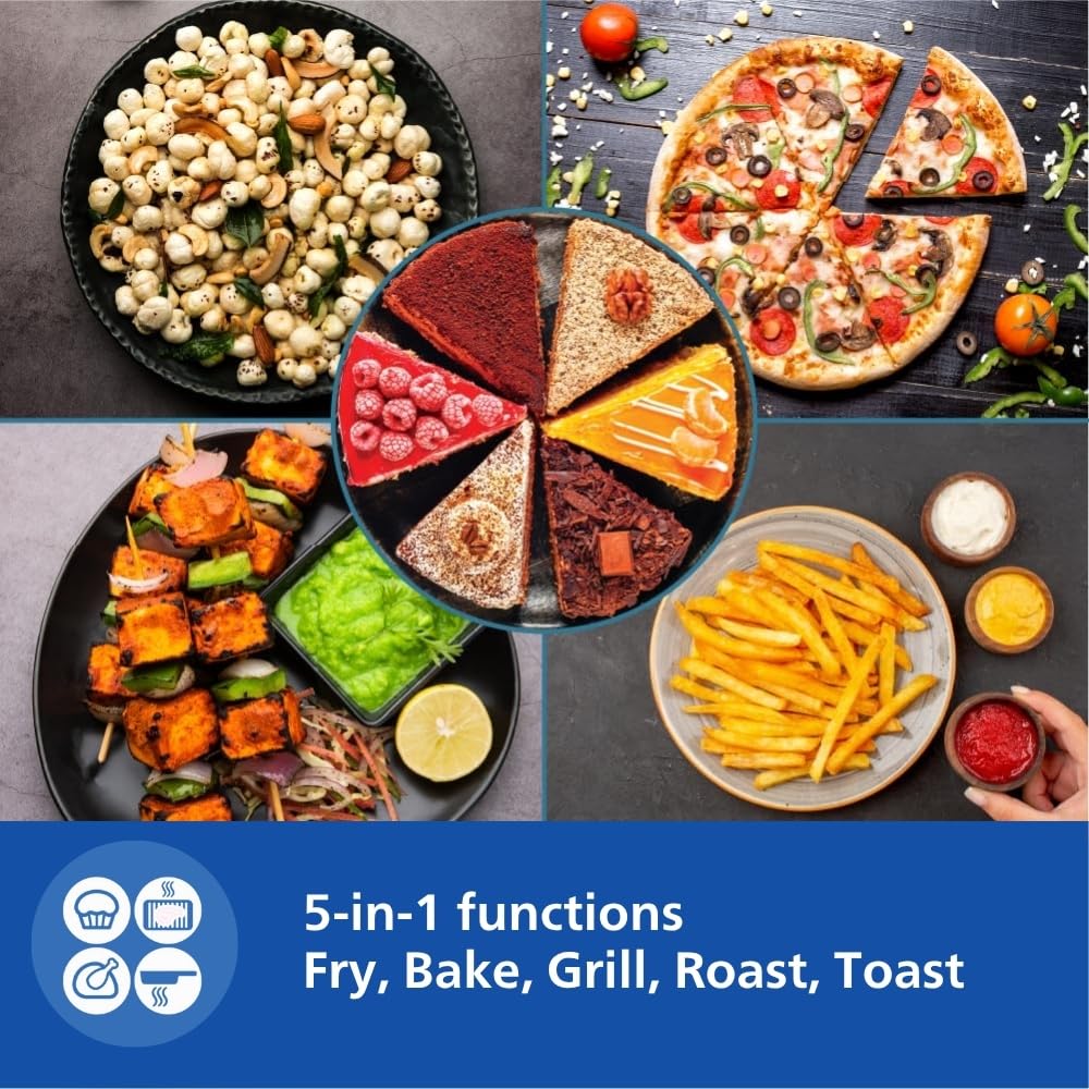 PHILIPS Air Fryer NA231/00 with touch panel, uses up to 90% less fat, 1700W, 6.2 Liter, with Rapid Air Technology (Black),Cooking window, Extra Large Mahajan Electronics Online