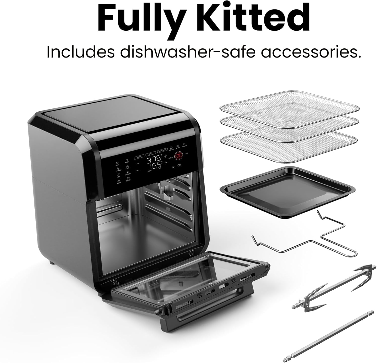 Chefman RJ38-RDO-V12-IN 12-Quart 5-in-1 Air Fryer Oven with Digital Timer, Touchscreen, and 12 Presets - Family Size Countertop Convection Oven, Dishwasher-Safe Parts Mahajan Electronics Online