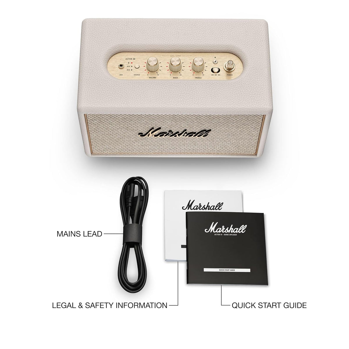 Marshall Acton IV Wired Connectivity Stereo Home Speakers with Bluetooth 5.3 LE & RCA or 3.5mm Input – Cream Marshall