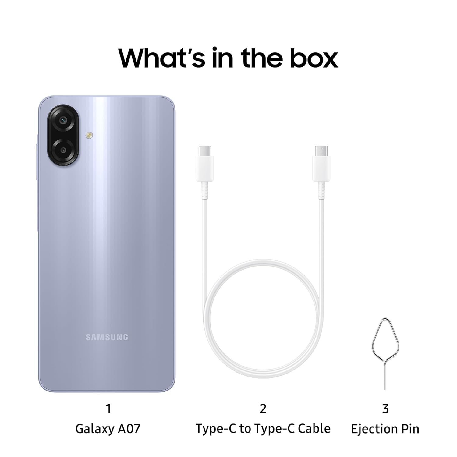 Samsung Galaxy A07 LTE (Light Violet, 4GB RAM, 64GB Storage) | 50MP Dual Camera | 6.7 Inch HD+ Display | 90Hz Refresh Rate | MediaTek Helio G99 (6nm) | IP54 | 6 Gen OS Upgrade and Security Update Mahajan Electronics Online