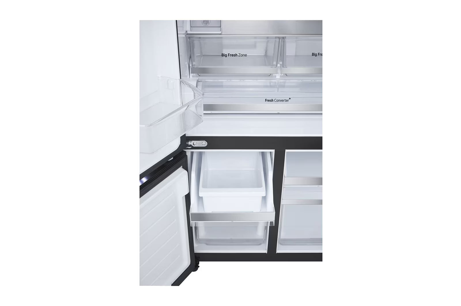 LG GV-K25FFGFB 610L French Door Refrigerator, InstaView, Water Dispenser, Wi-Fi Convertible, Black Glass Finish, 2 Star Mahajan Electronics Online