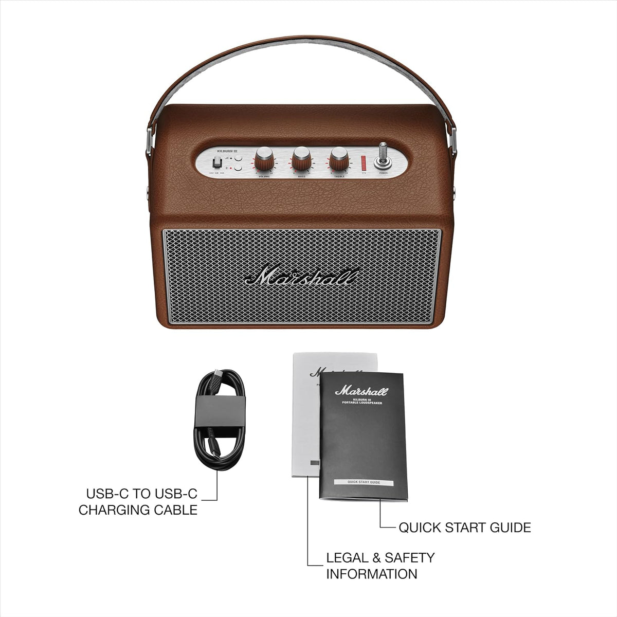 Marshall Kilburn III Portable Bluetooth Speaker with 50+ Hours of Portable Playtime, (360° Sound), Dust & Water-Resistant (IP54) – Brown. Marshall