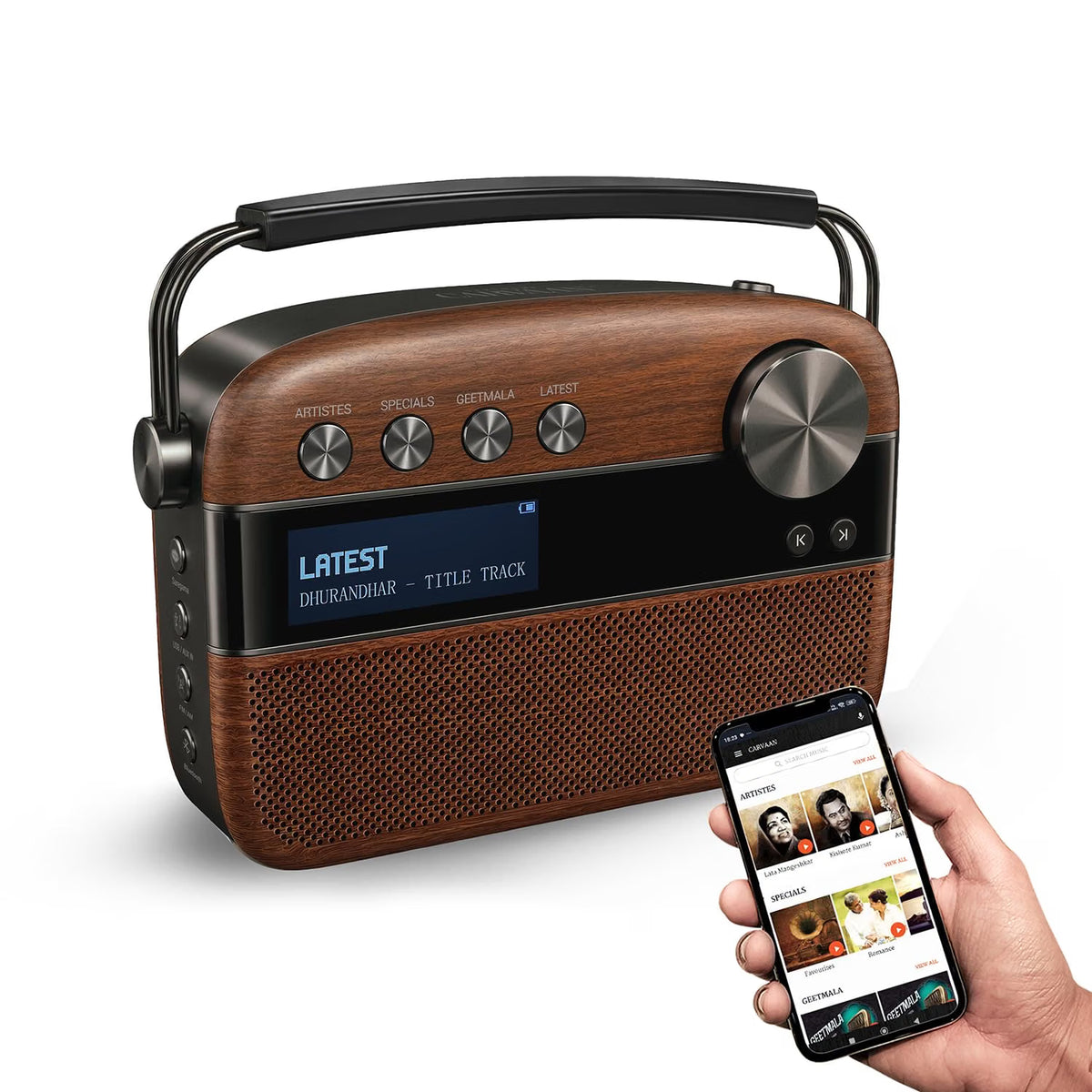Saregama Carvaan 3.0 Hindi Legends to Latest Music Player, Antique Oak SC230 Carvaan