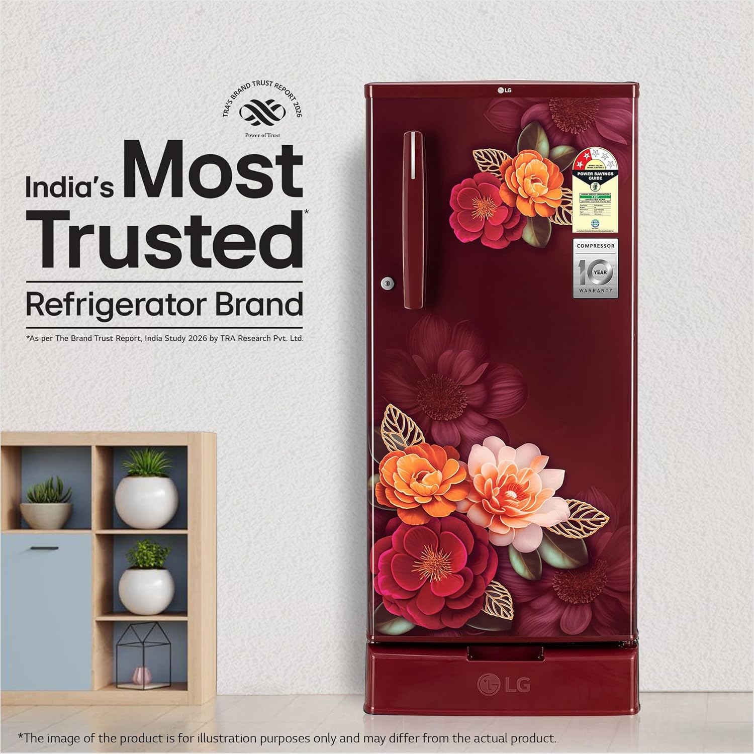 LG GLD1925XORK 185 L, 2 Star, Direct Cool Single Door Refrigerator ( Ruby Klase, Base stand with Drawer, Fit Max Chiller Tray, Works Without Stabilizer, 2026 Model) Mahajan Electronics Online