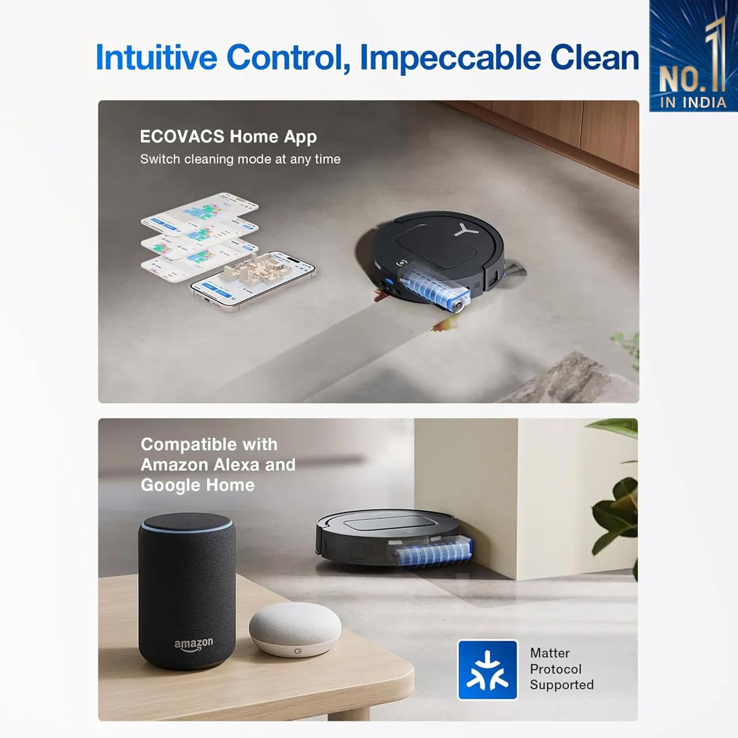 ECOVACS DEEBOT T80 Omni 2 in 1 Robot Vacuum Cleaner & Mop, 2025 New Launch, 18000 Pa, 6400 mAh Battery, OZMO Roller Real-Time Mop Washing, Self-Emptying, Hot Air Drying, AI ReMop 2.0, ZeroTangle 3.0 Mahajan Electronics Online