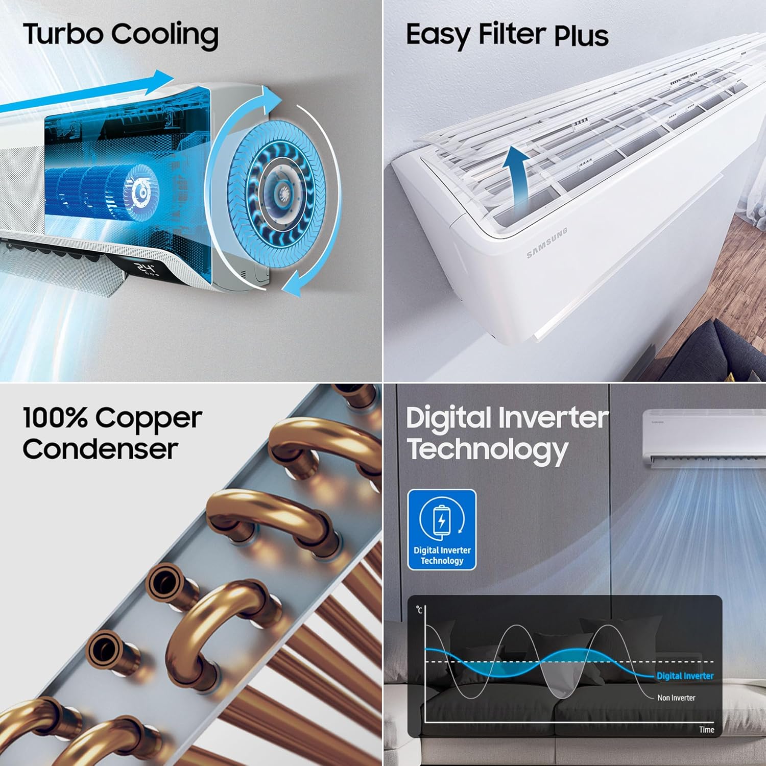 Samsung AR50H18D13HNNA 1.5 Ton 3 Star Bespoke AI Inverter Smart Split AC (2026 Model, WiFi, Energy Saving, Voice Control, Powerful Cooling, Copper, Digital Inverter, 4 Way swing, 5 Step Convertible) Mahajan Electronics ONline