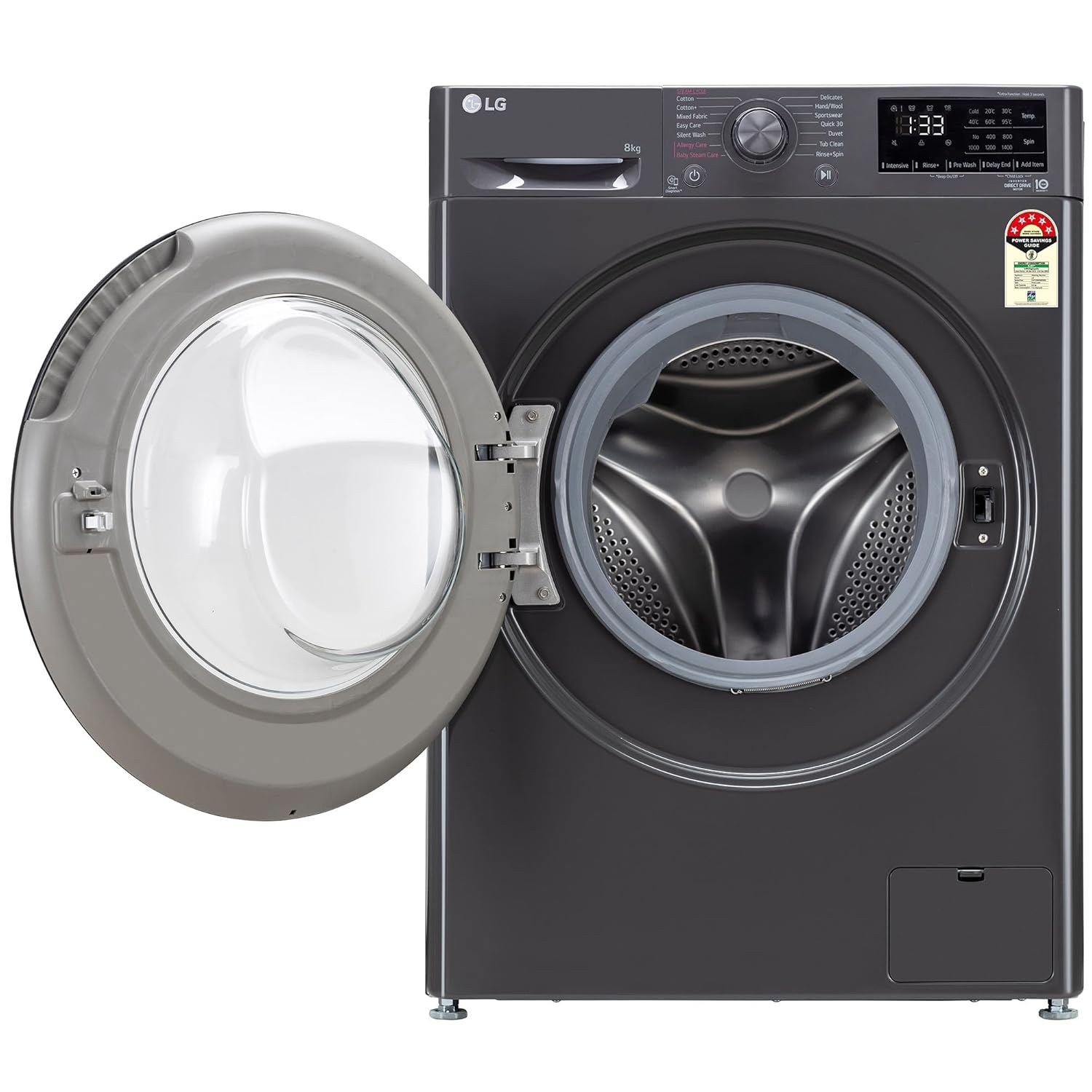 LG FHP1208Z3M 8 Kg, 5 Star, AI Direct Drive Technology, Steam & 6 Motion DD Fully-Automatic Front Load Washing Machine ( Intelligent & Convenient Fabric Care, Allergy Care, Middle Black) Mahajan Electronics Online