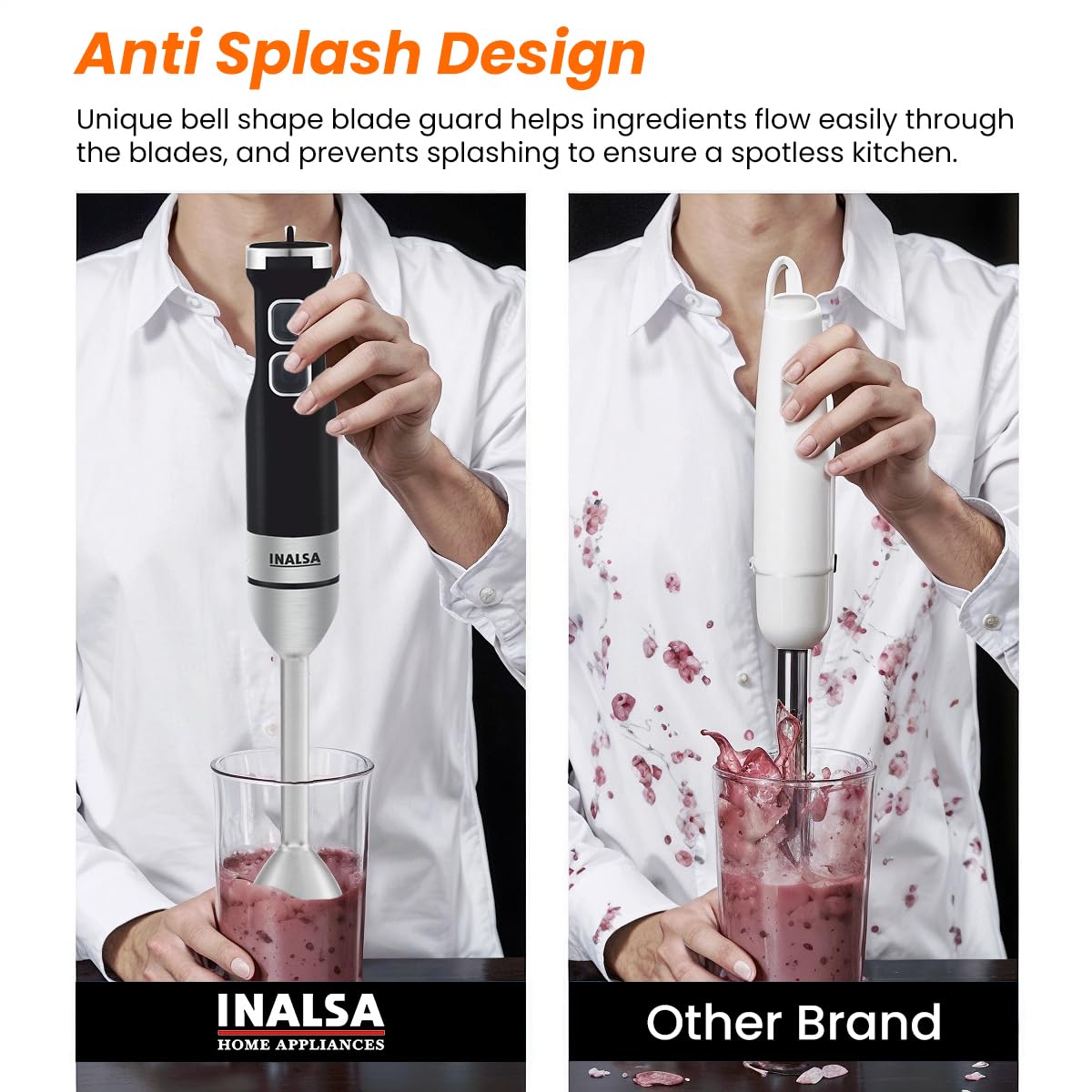 INALSA Robot INOX 1350 Blend Hand Blender Mixer|1350W Copper Motor|Chopper,Coffee Beater/Frother,Whisker&Jar Attachment|Low Noise|20 Speed Control&Turbo Mode|BPA Free|Anti-Splash|2-Yr Warranty, N Froth INALSA