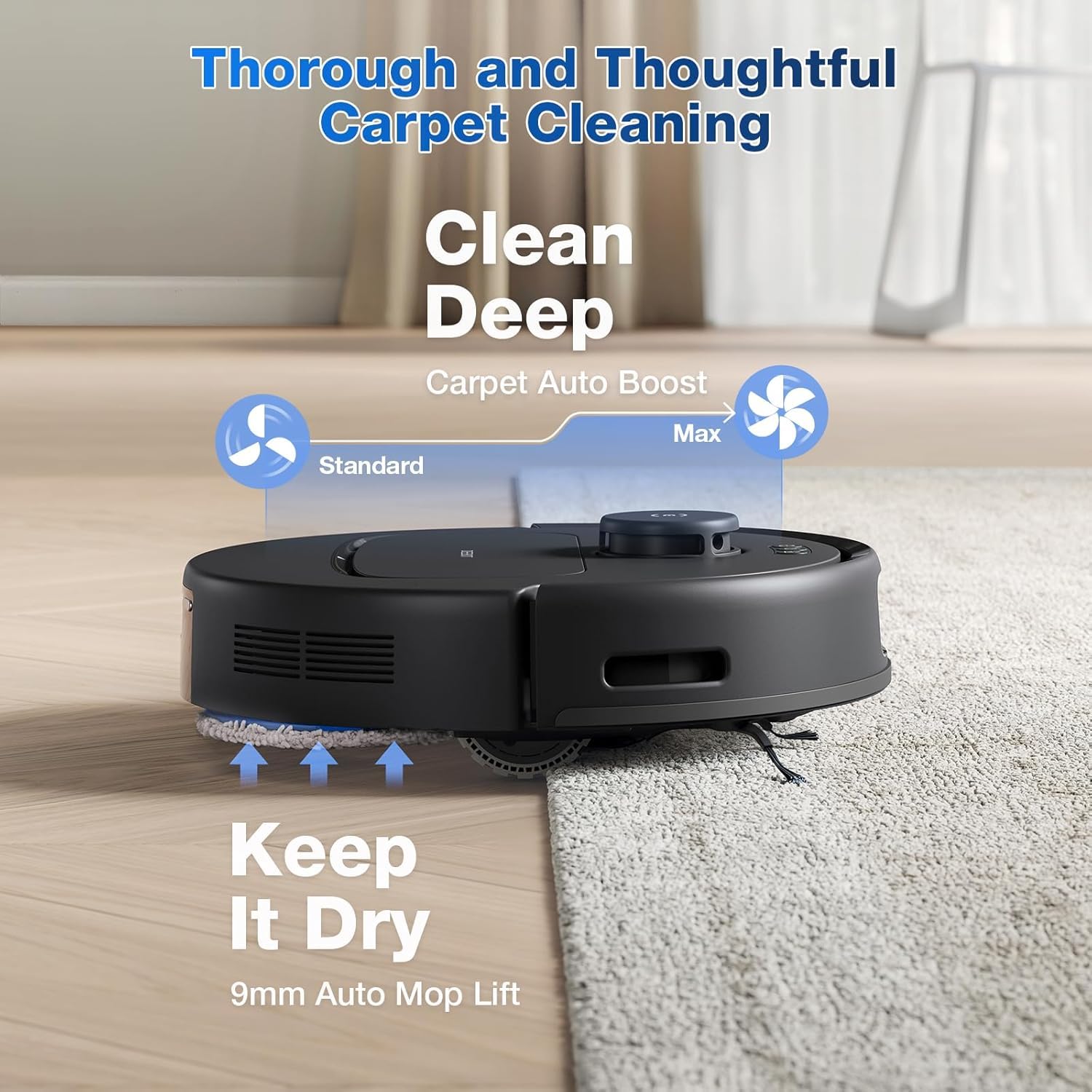 ECOVACS Deebot N30 PRO Omni 2 in 1 Robotic Vacuum Cleaner & Mop, 10000 Pa Suction, 3500+ Sq.Ft, Self-Emptying Omni-Station, TruEdge Mopping, ZeroTangle 2.0, Hot Air-Drying, Auto-Lift Mop on Carpet