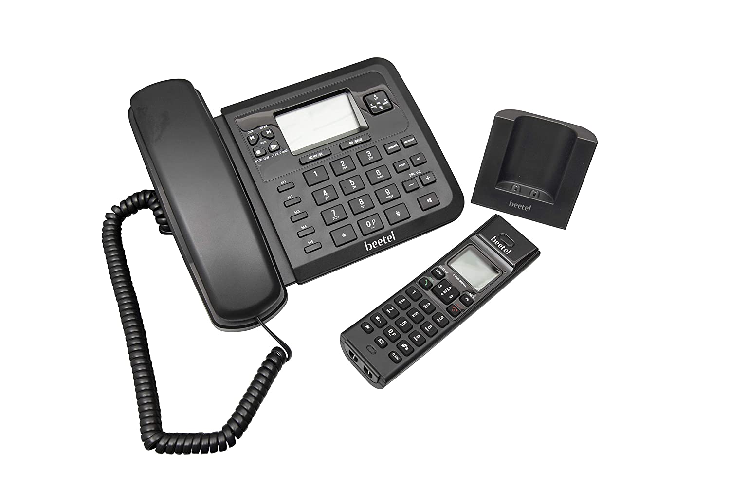 Beetel X78 2.4GHz Cordless Combo, with 2 Way Speaker Phone for Both Base and Handset, 3 Way Call conferencing, 8hrs Talk Time and 4 Days stand by, Stylish & Sturdy for Both Home and Office (X78 Black) - Mahajan Electronics Online